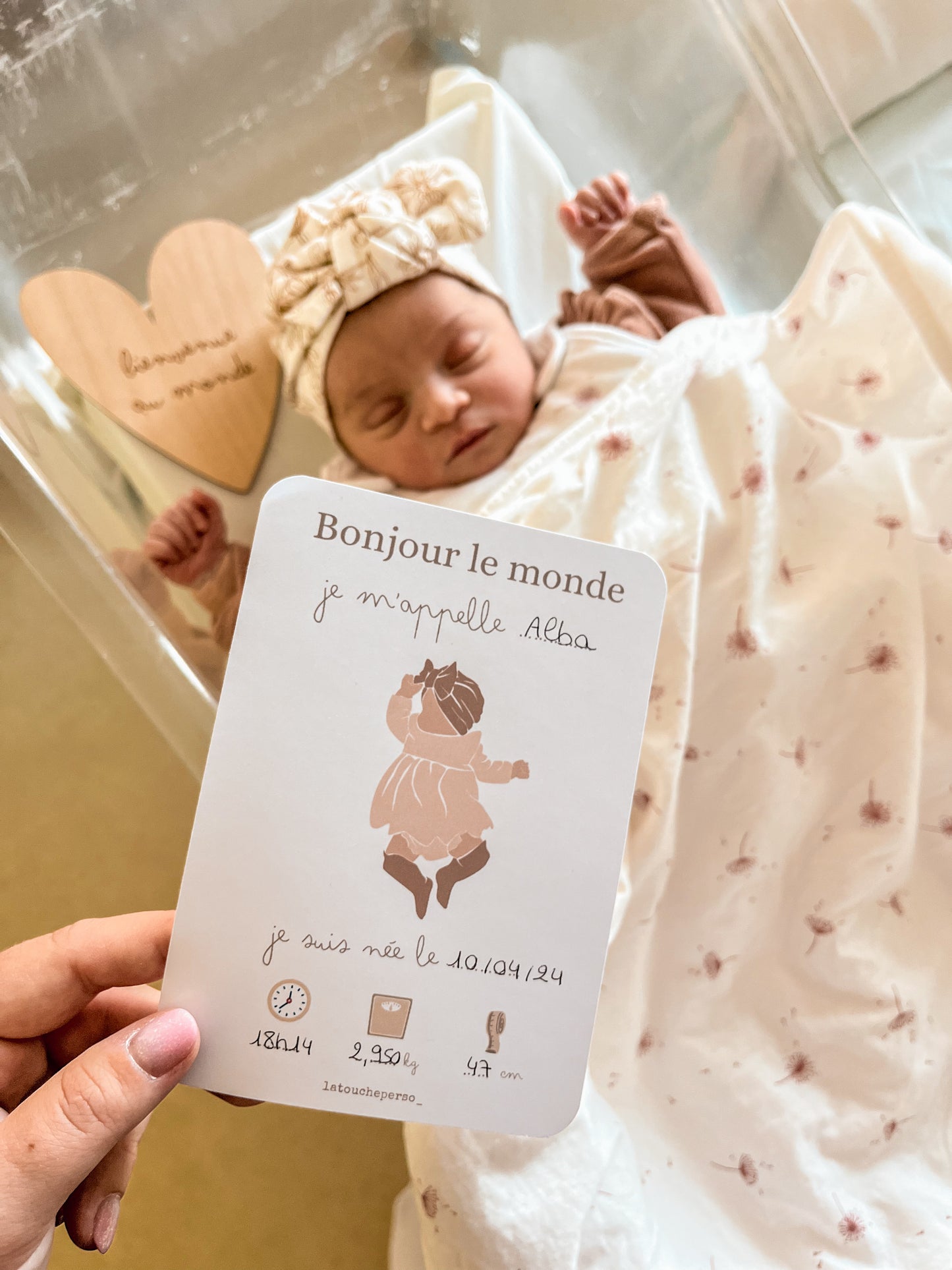 Carte bienvenue bébé - Modèle bébé fille