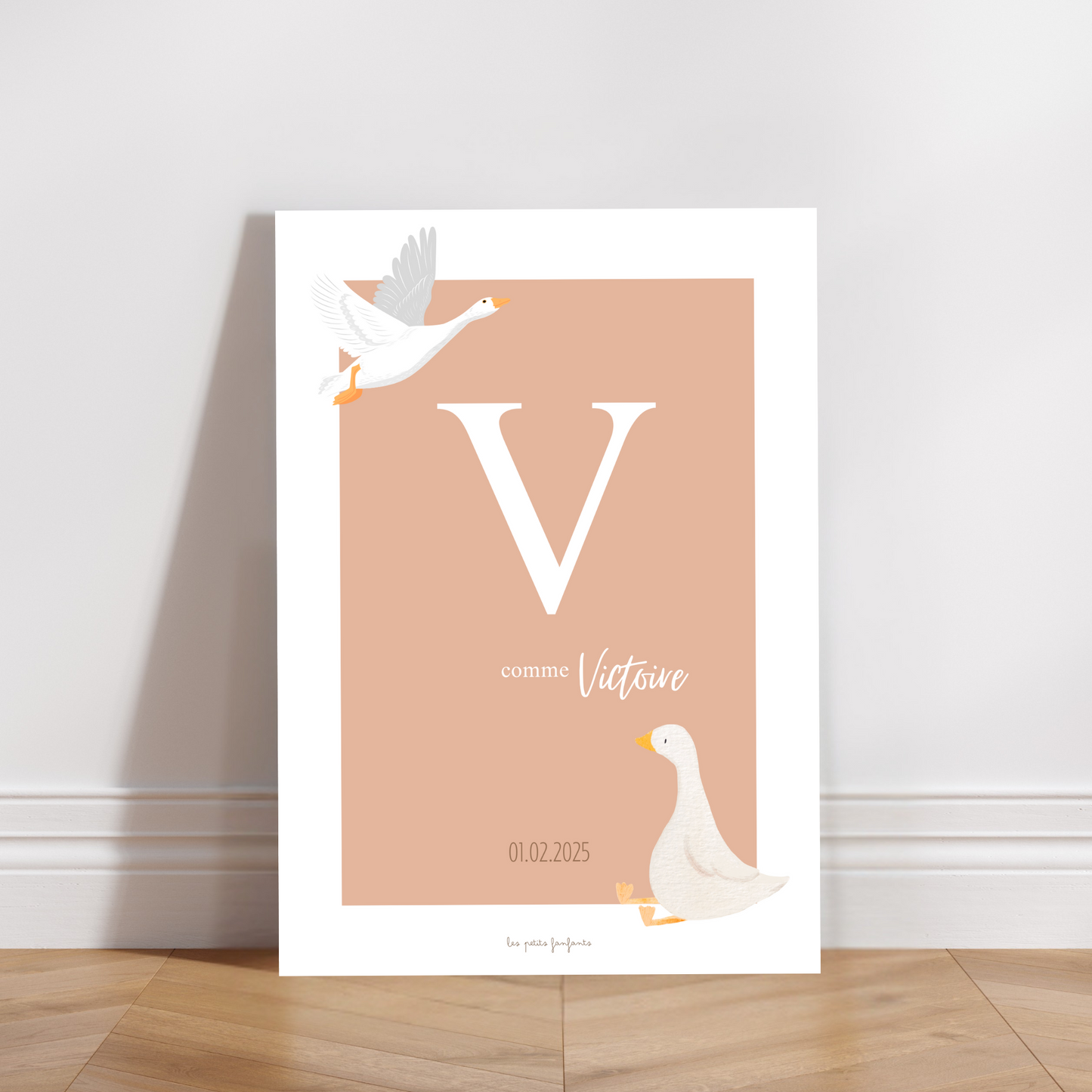 Affiche prénom personnalisée thème oie - Saumon