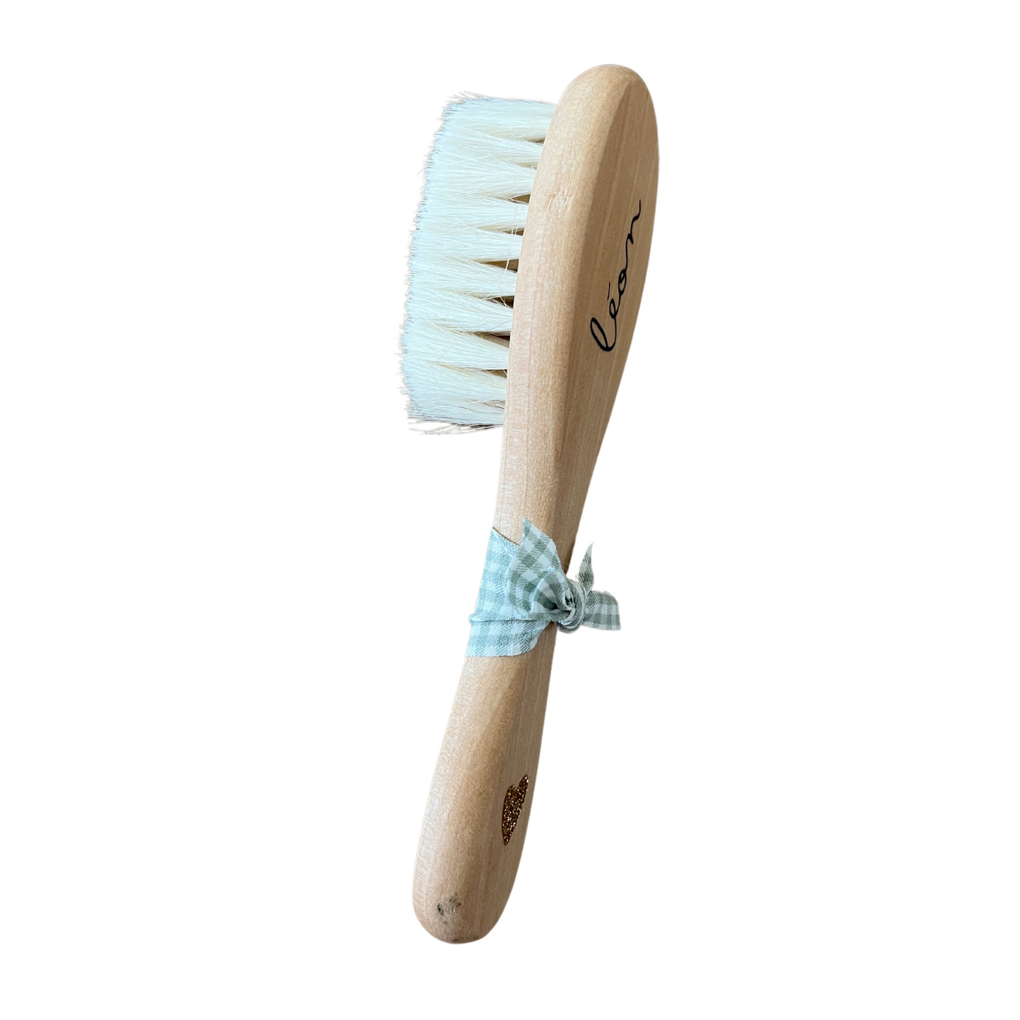 Brosse à cheveux bébé personnalisée - motif vichy vert