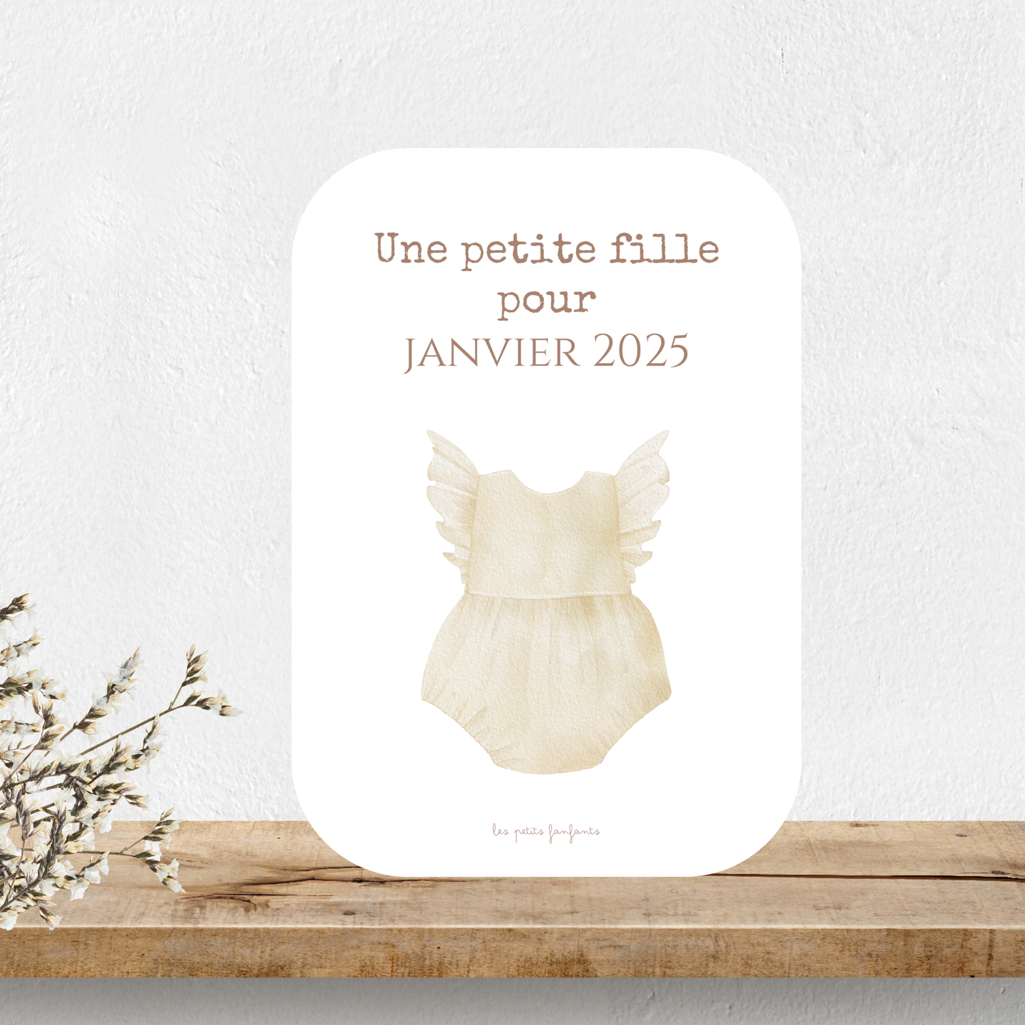 Carte une petite fille pour - Modèle barboteuse beige
