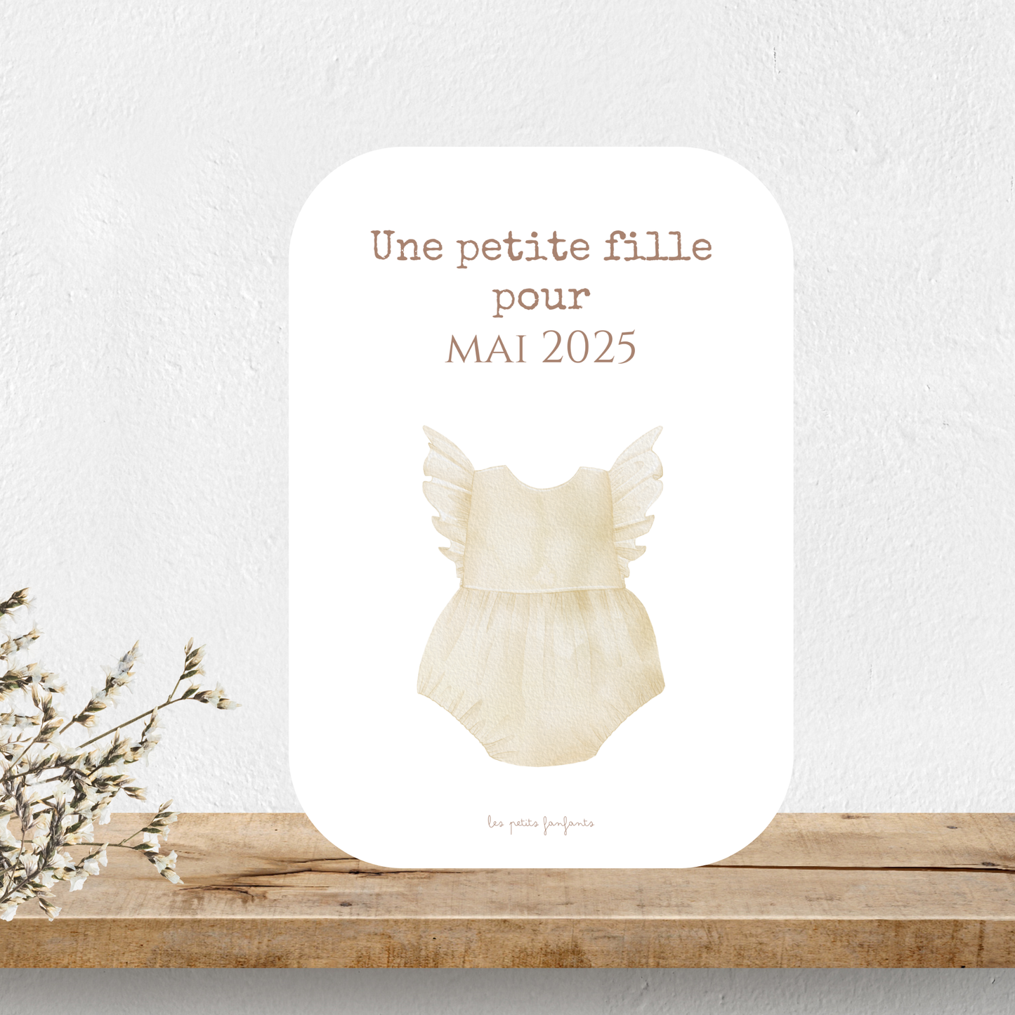 Carte une petite fille pour - Modèle barboteuse beige