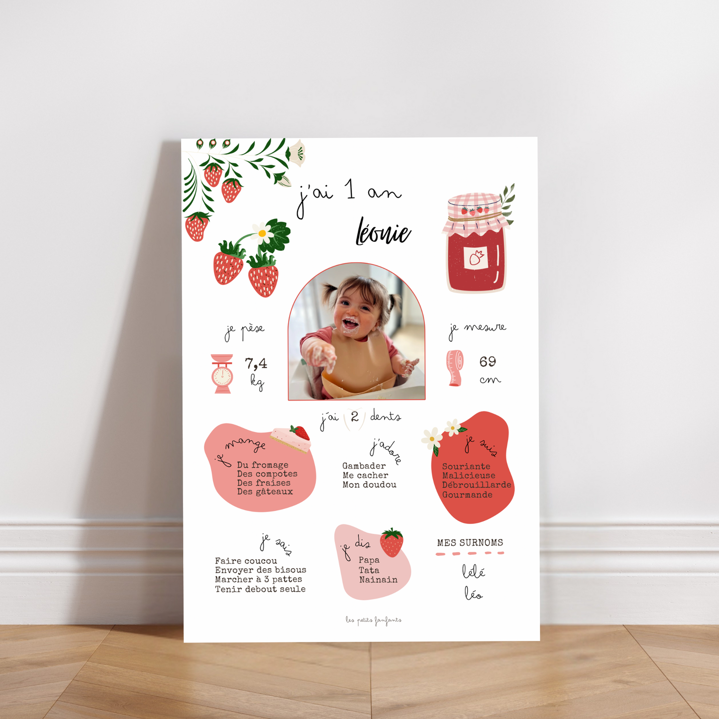 Thème Fraise - Affiche anniversaire