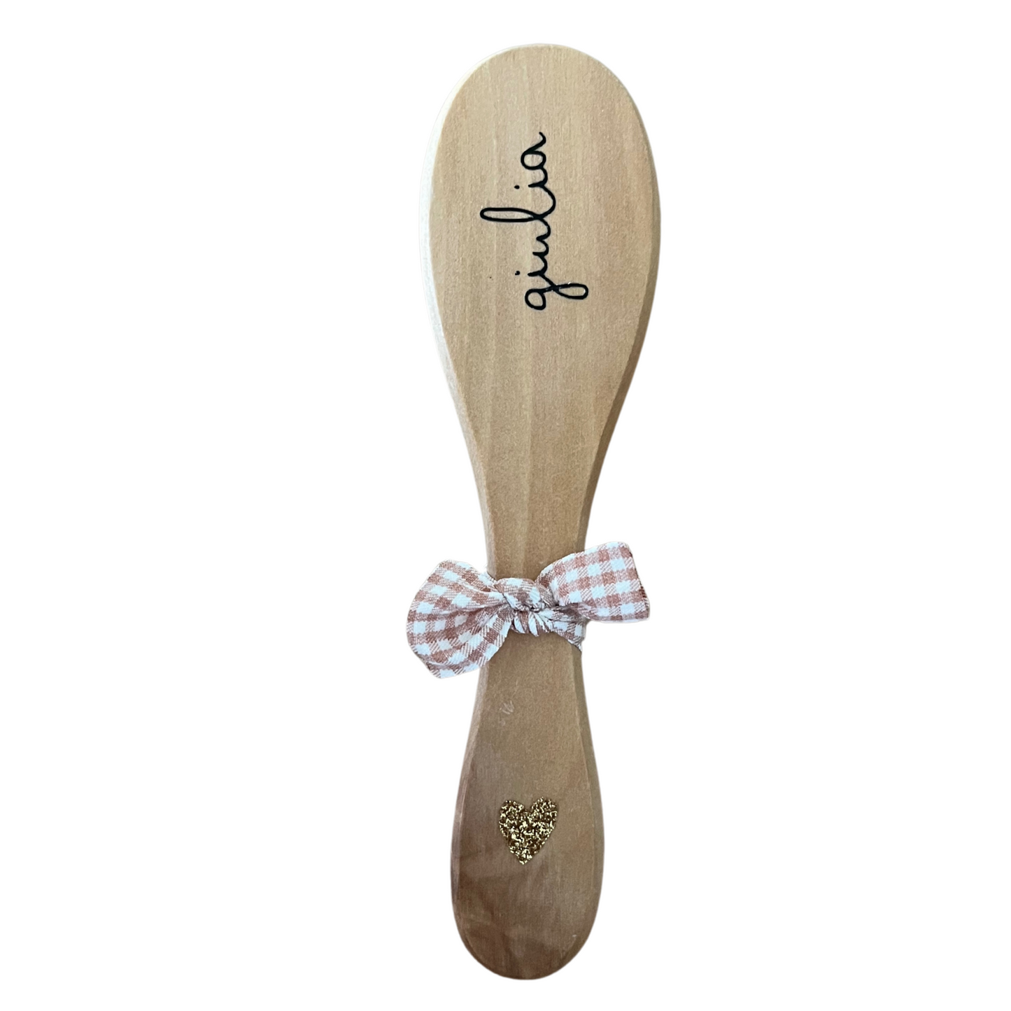 Brosse à cheveux bébé personnalisée - motif vichy rose