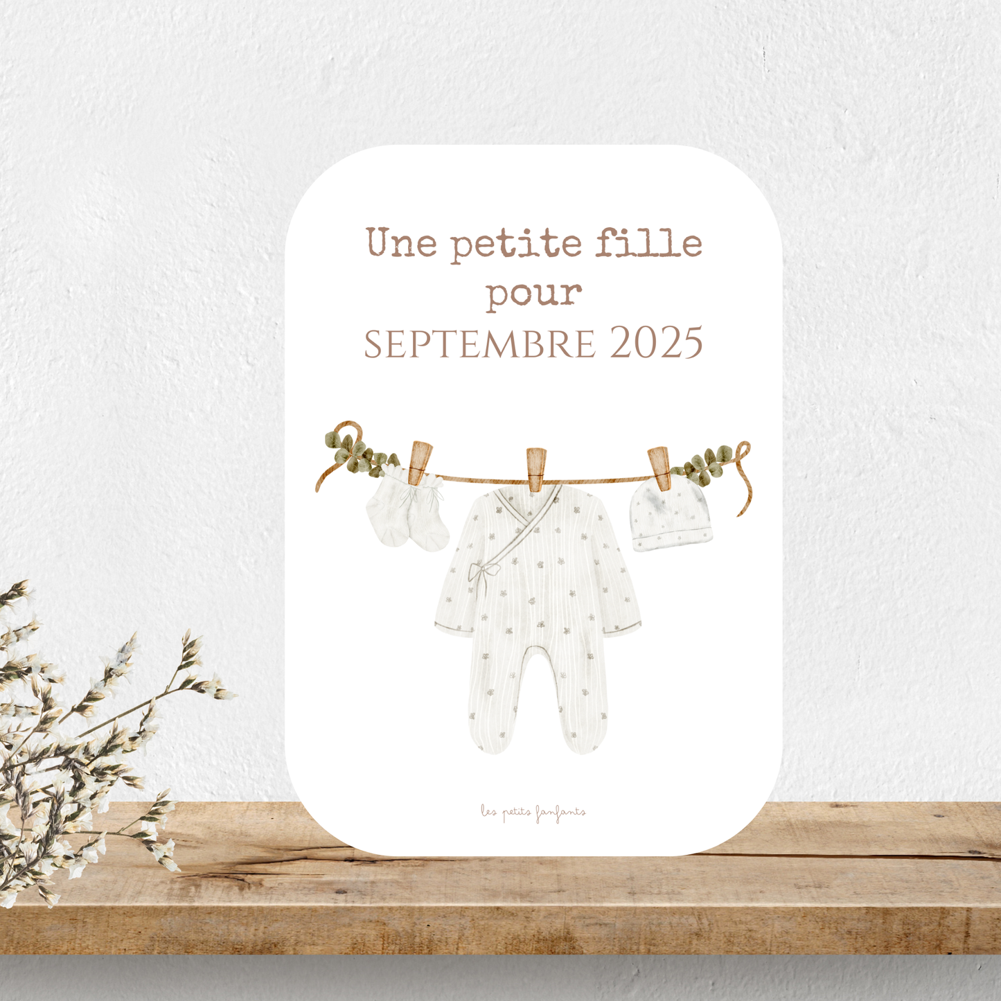 Carte une petite fille pour - Modèle grenouillère fleurie
