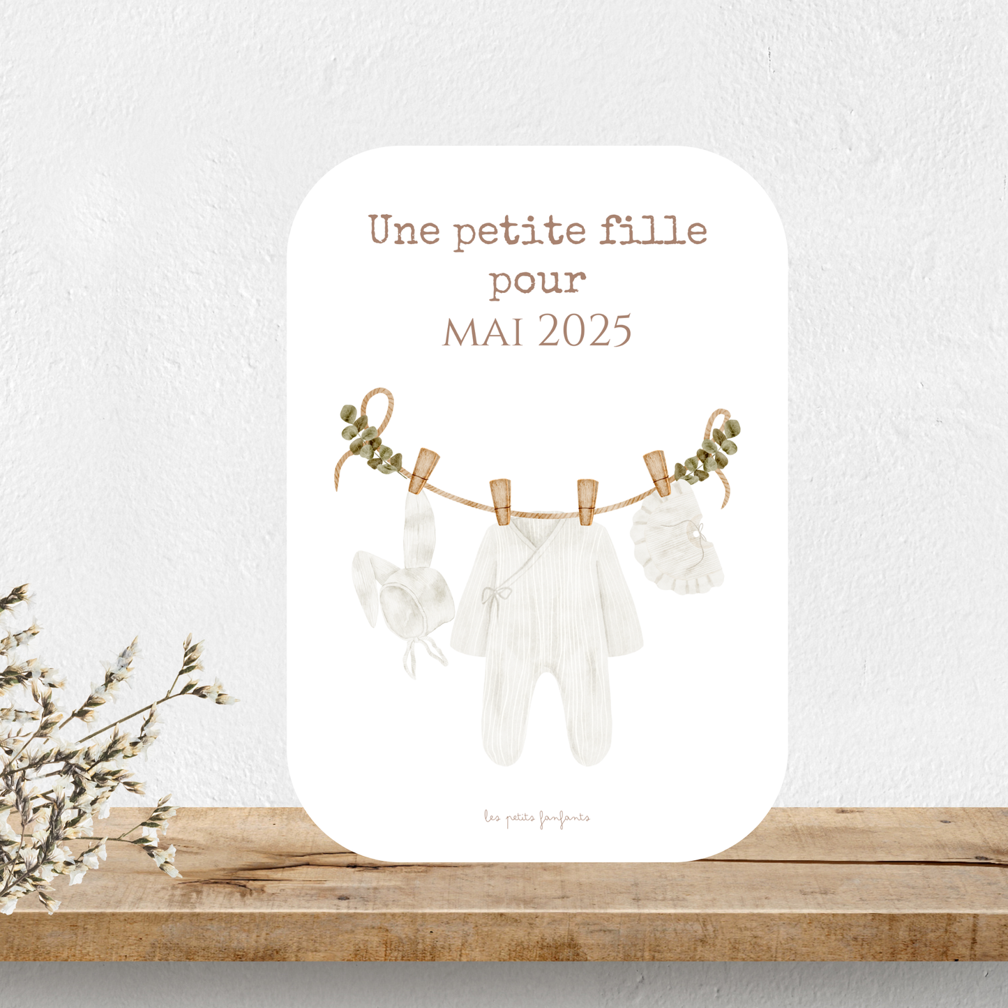 Carte une petite fille pour - Modèle grenouillère rayée