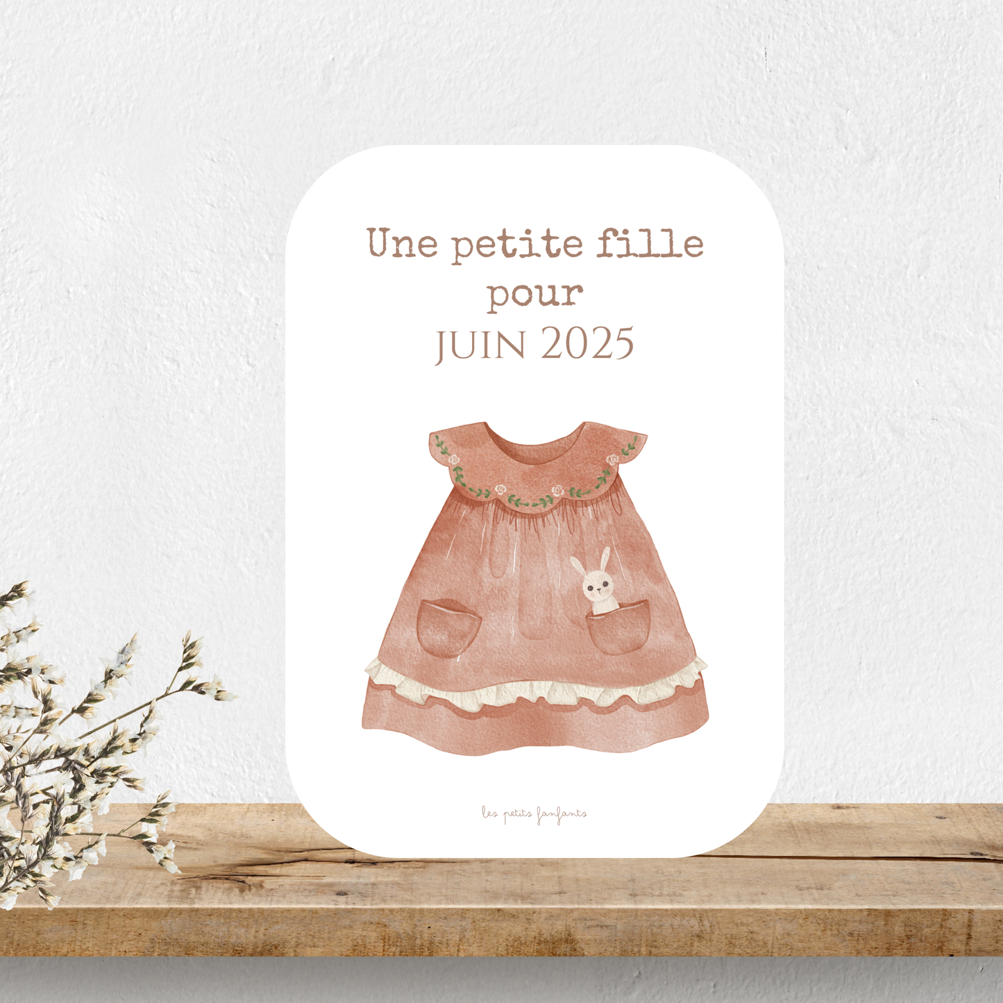 Carte une petite fille pour - Modèle robe rose