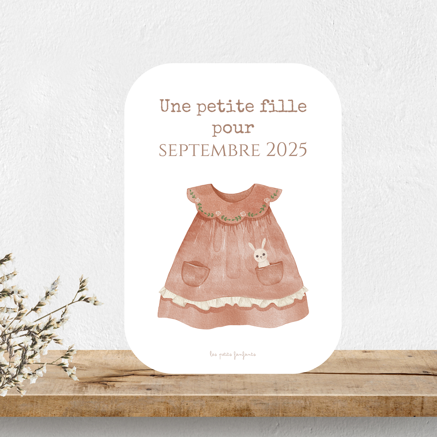 Carte une petite fille pour - Modèle robe rose