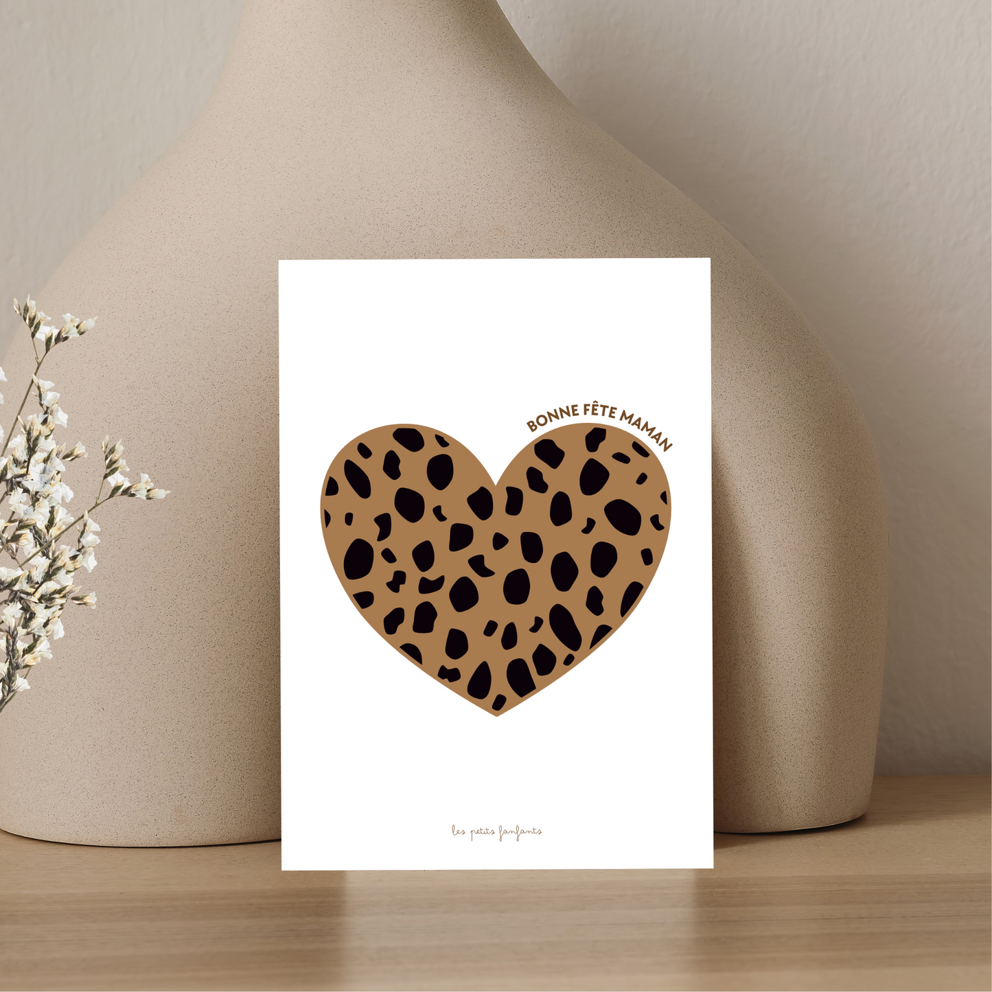 Carte décorative - Bonne fête maman léopard marron