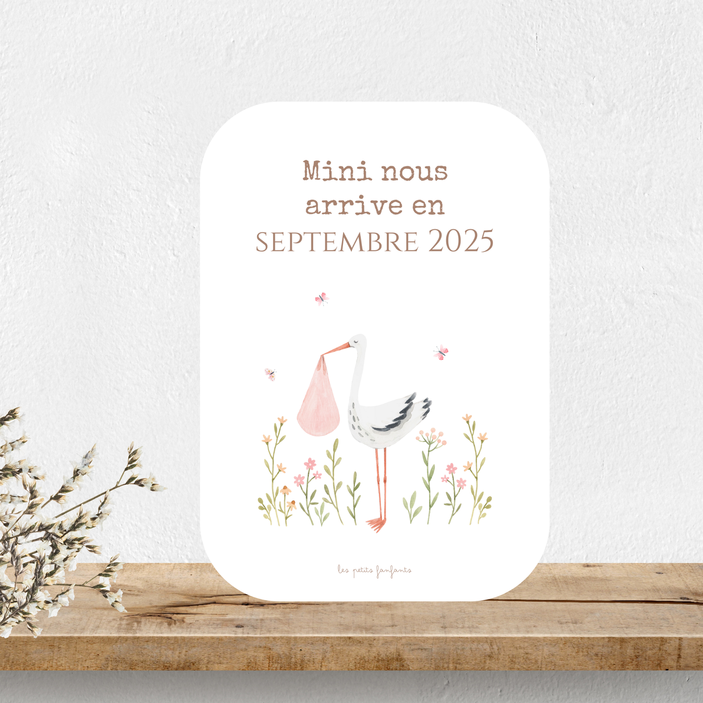 Carte mini nous arrive en - Annonce grossesse - Modèle cigogne