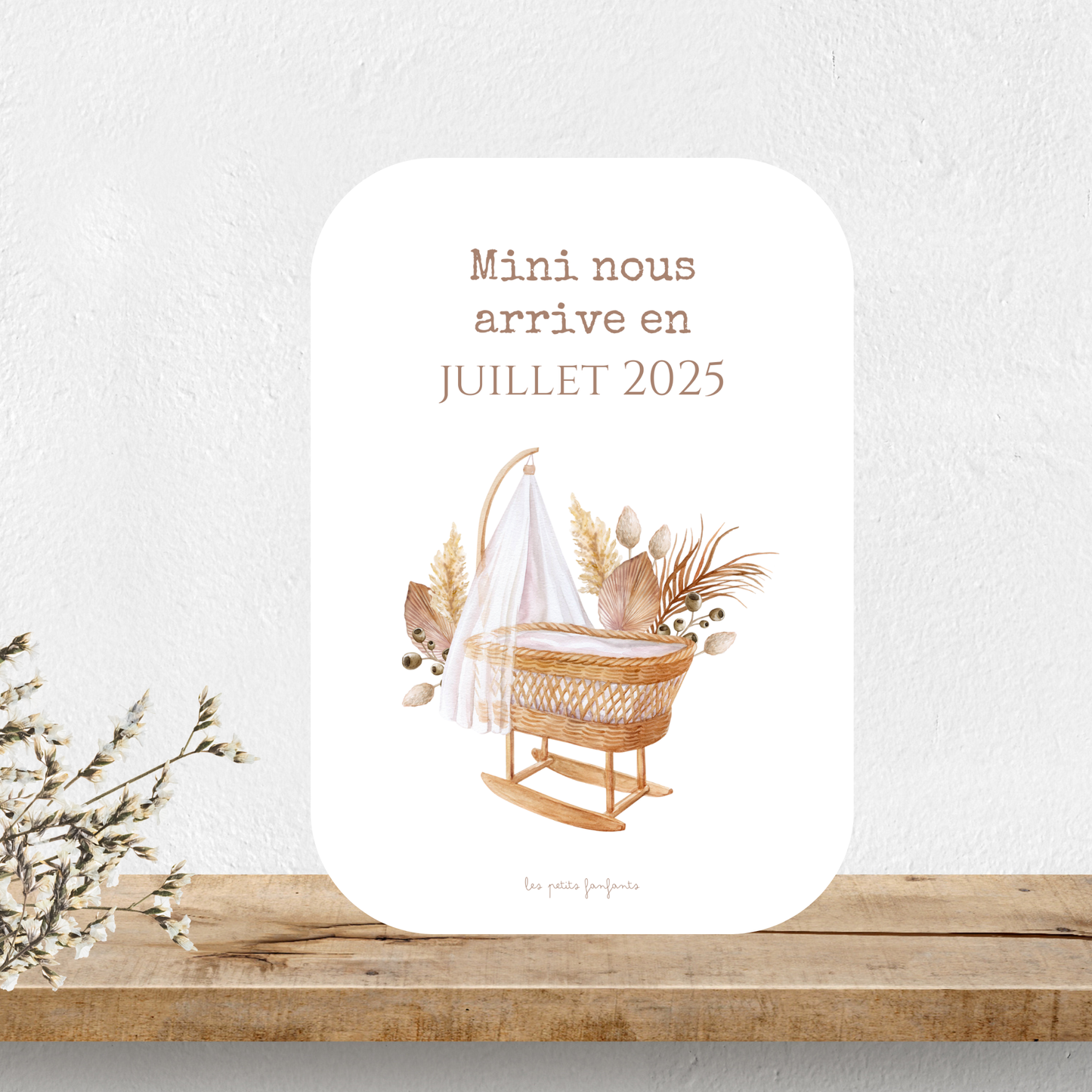 Carte mini nous arrive en - Annonce grossesse - Modèle berceau boho