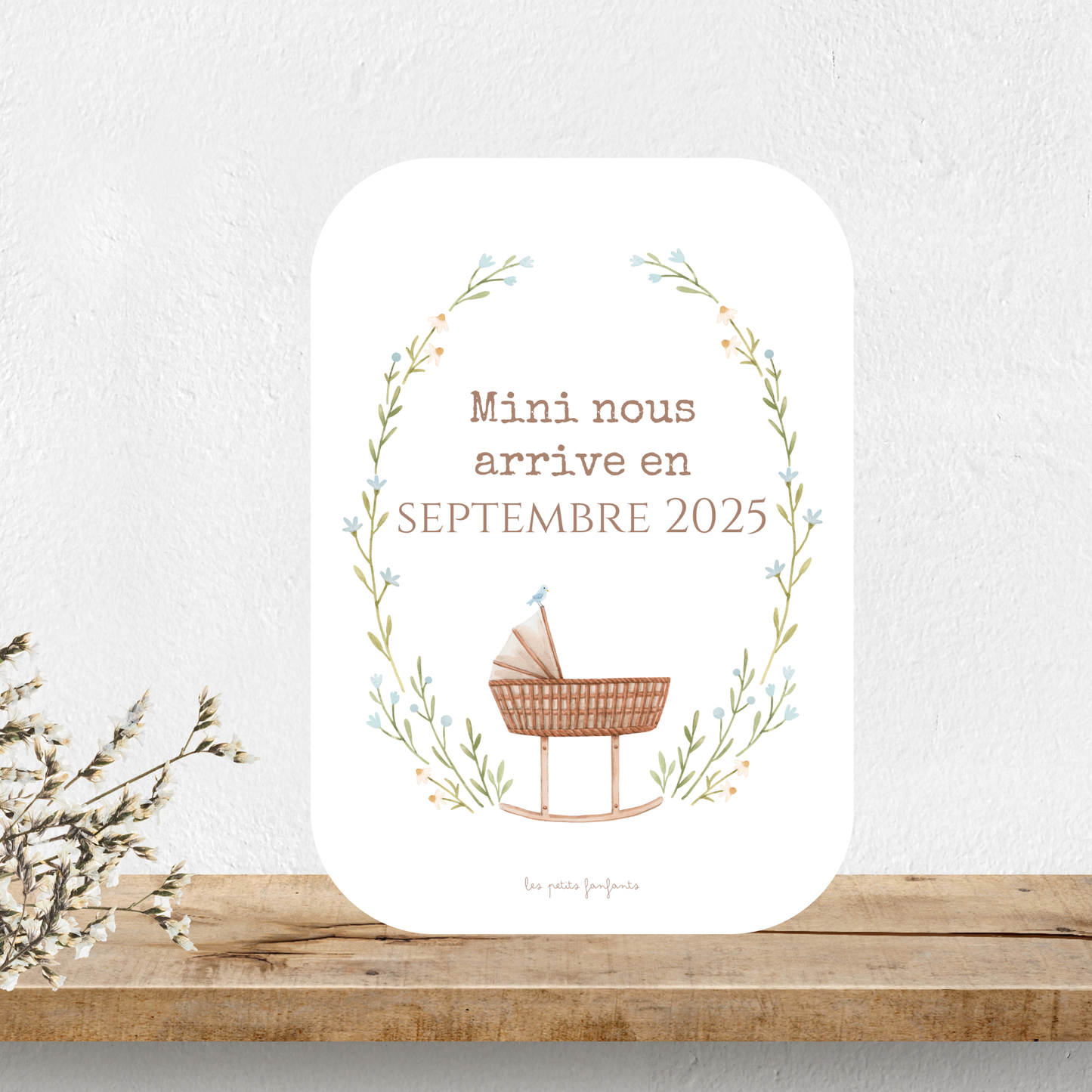 Carte mini nous arrive en - Annonce grossesse - Modèle berceau