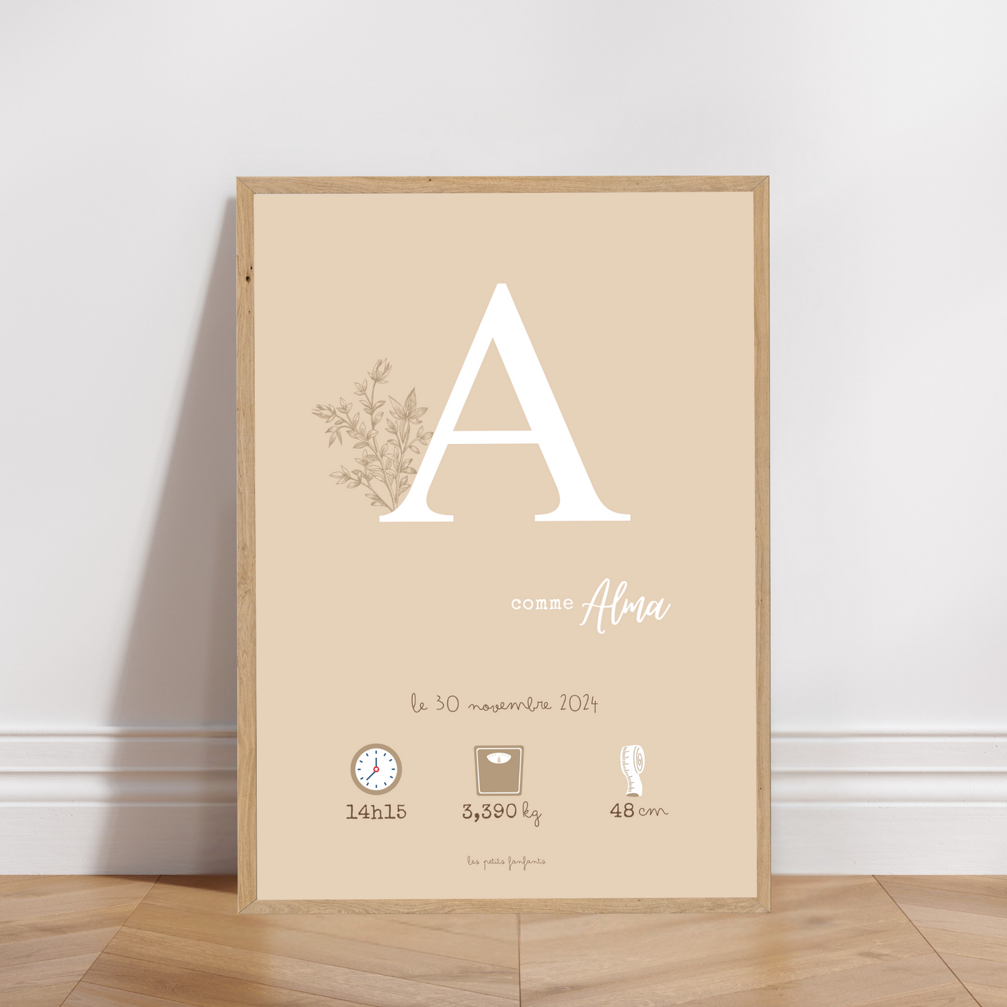 Affiche naissance personnalisée - Beige