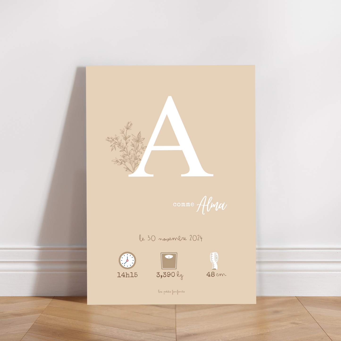 Affiche naissance personnalisée - Beige