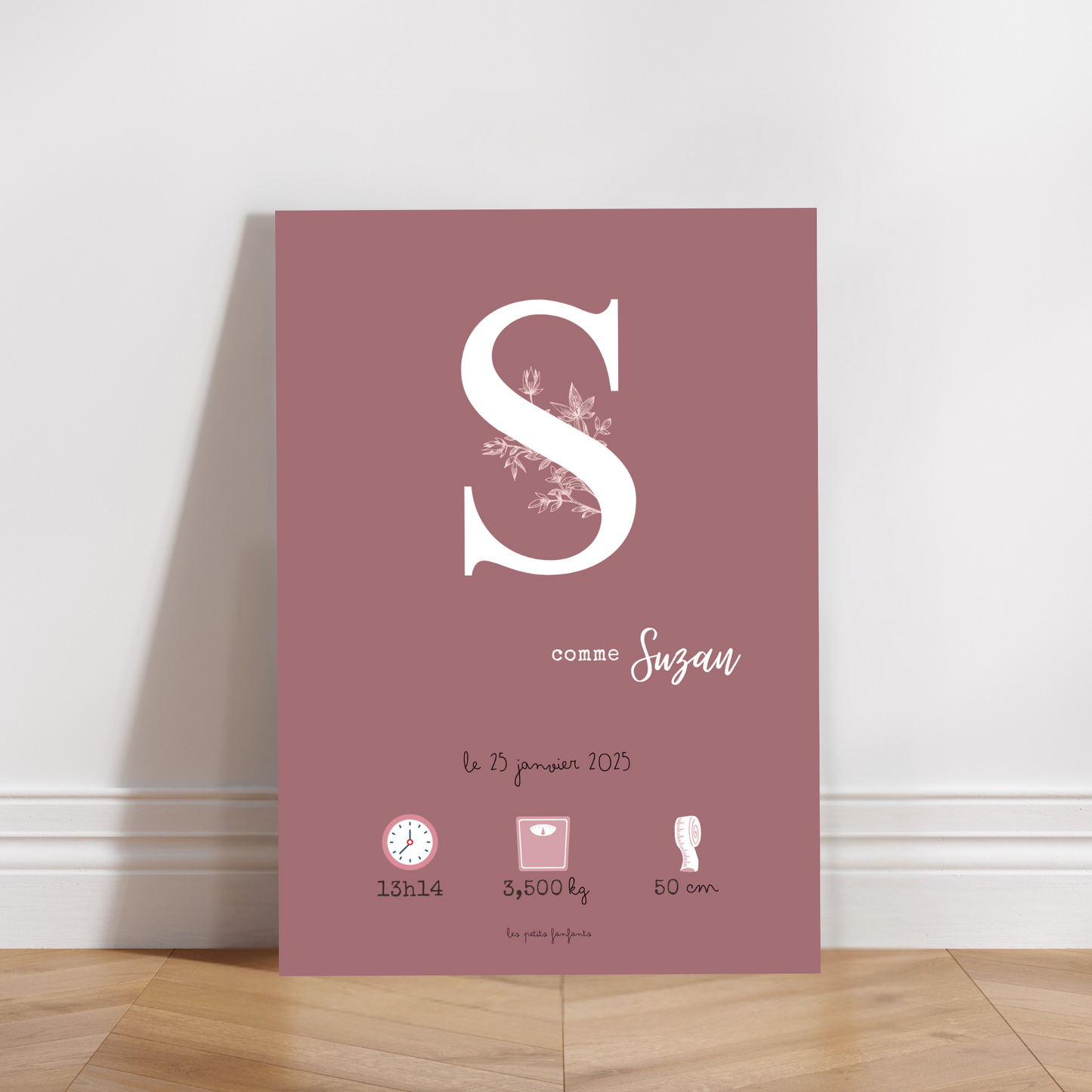 Affiche naissance personnalisée - Prune