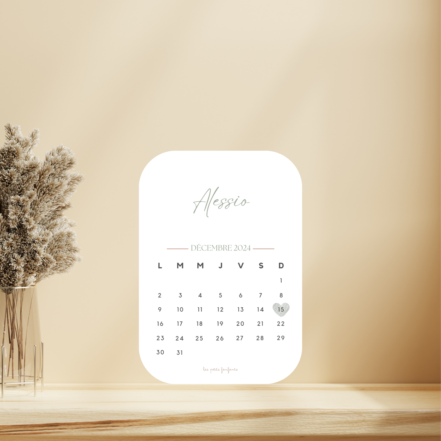 Affiche date calendrier personnalisée - Vert sauge