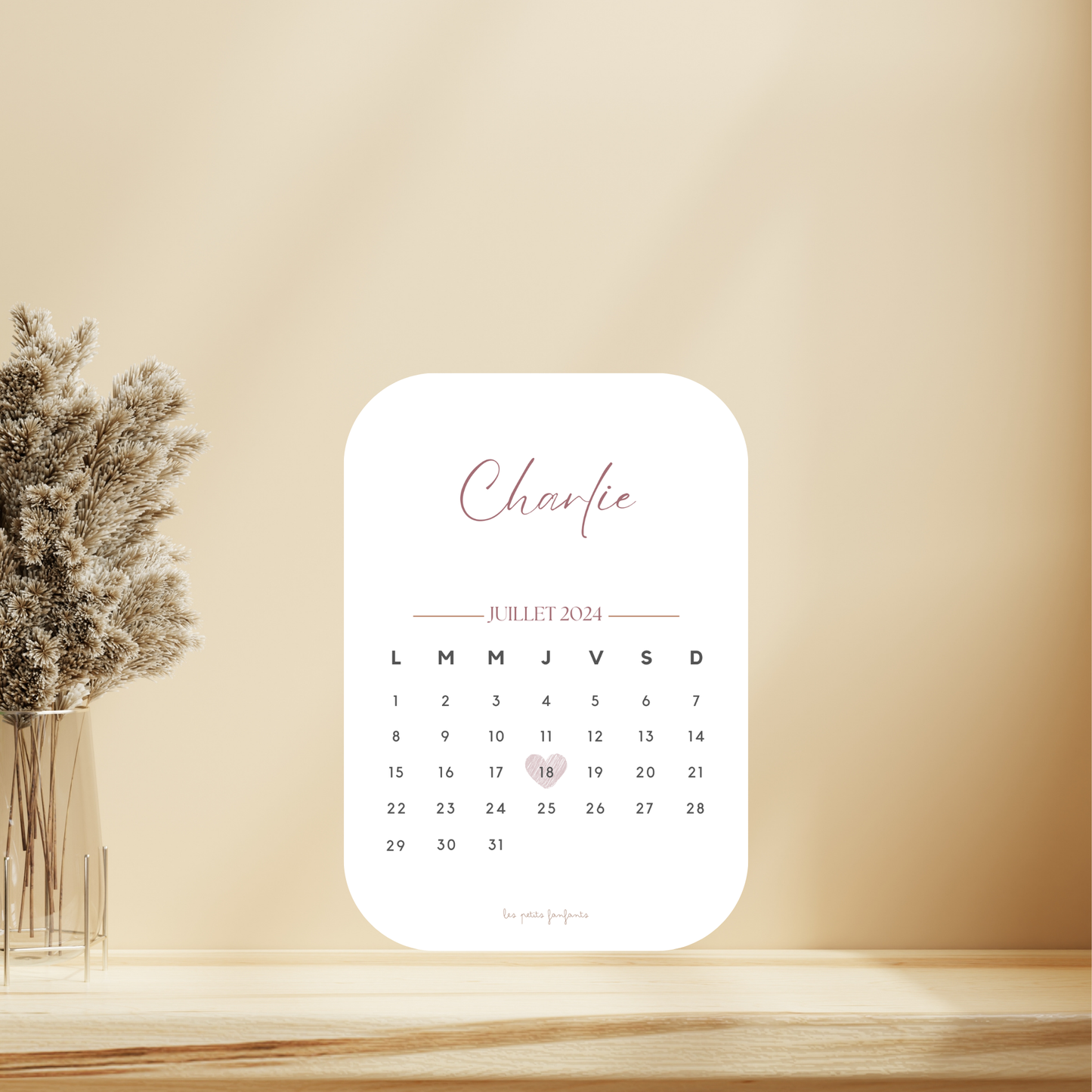 Affiche date calendrier personnalisée - Prune