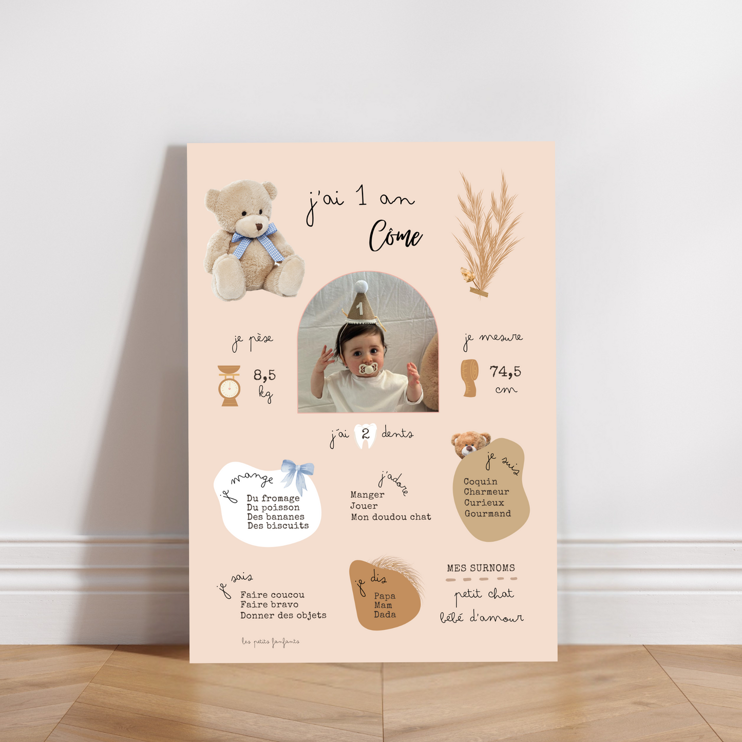 Thème Ourson version bleu - Affiche anniversaire
