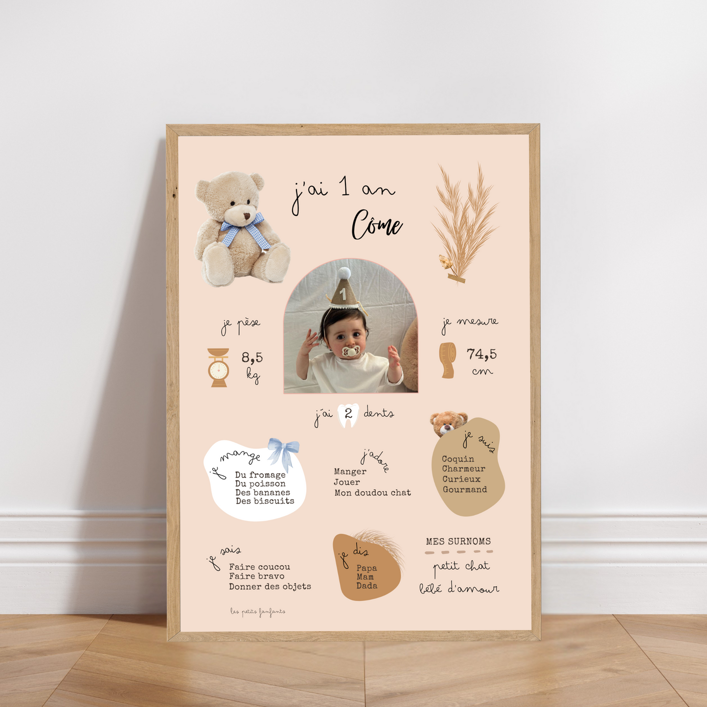 Thème Ourson version bleu - Affiche anniversaire
