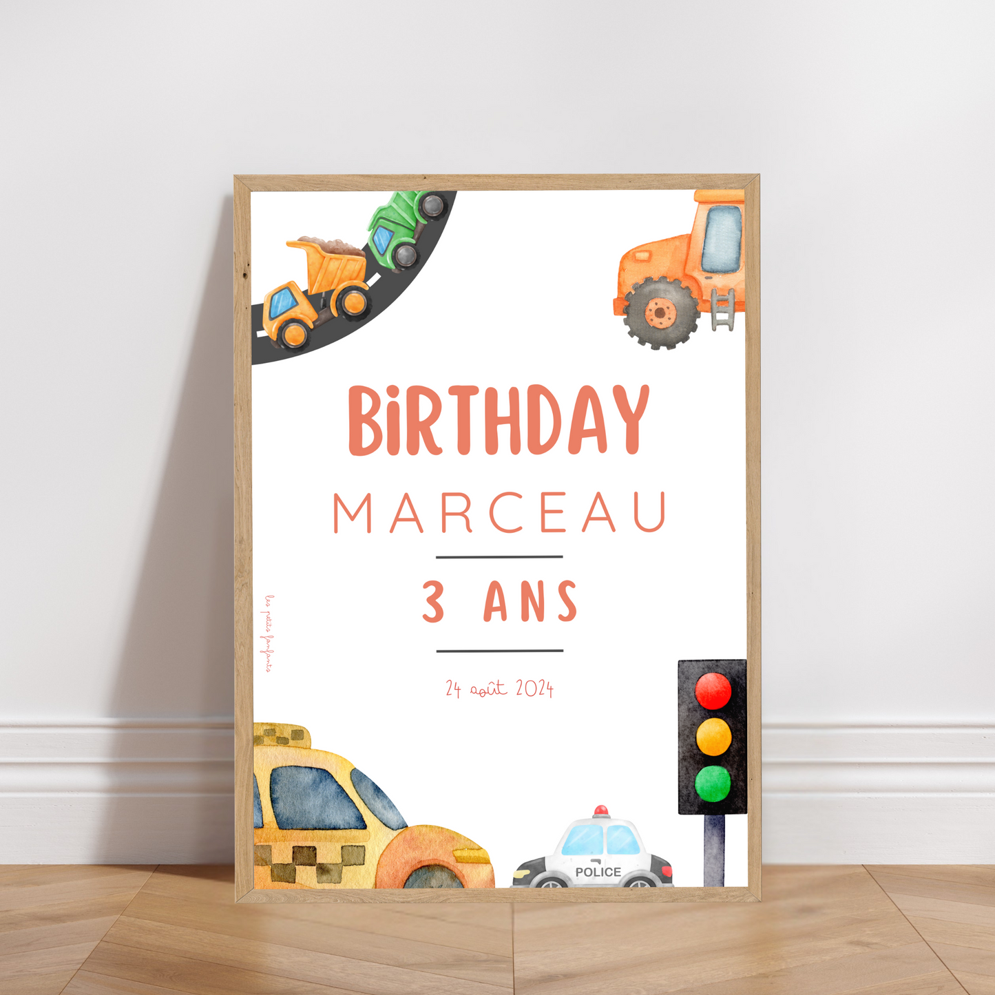 Thème Véhicules - Affiche bienvenue anniversaire