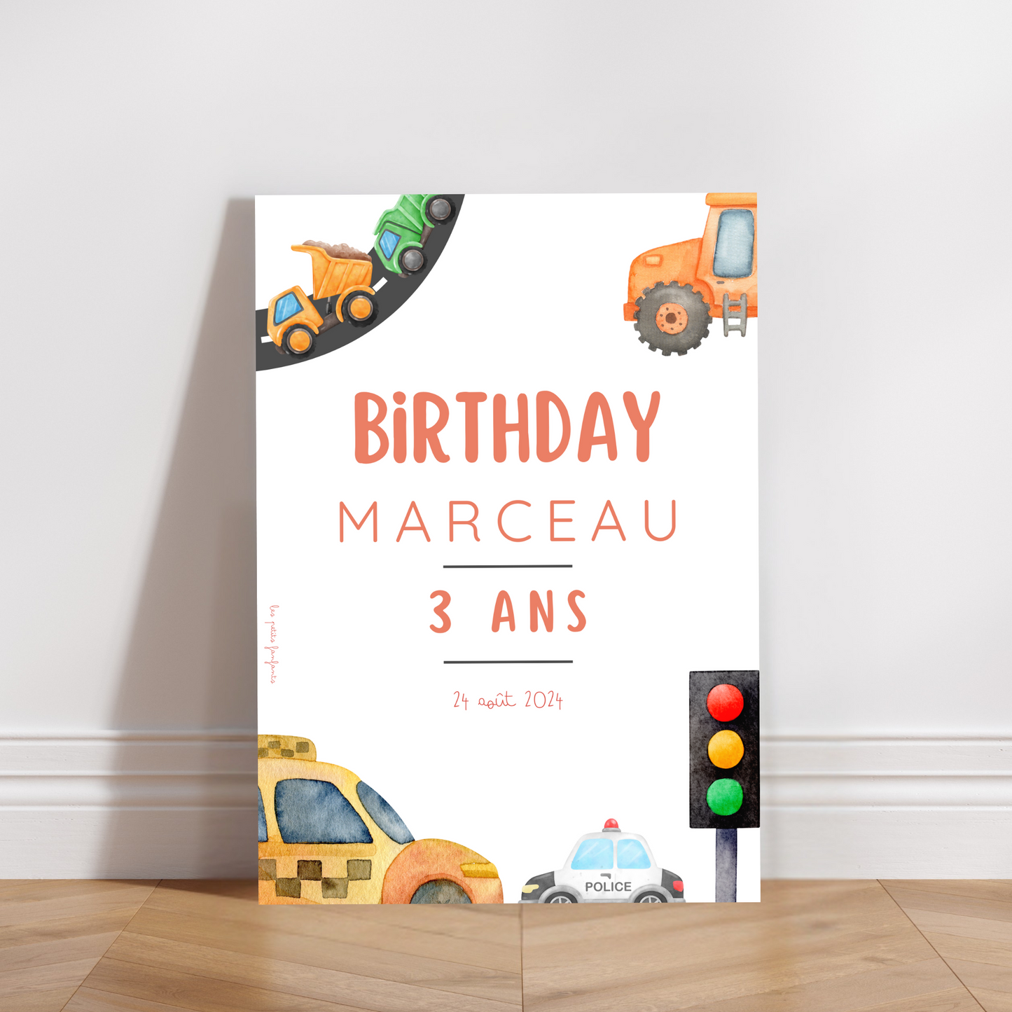 Thème Véhicules - Affiche bienvenue anniversaire