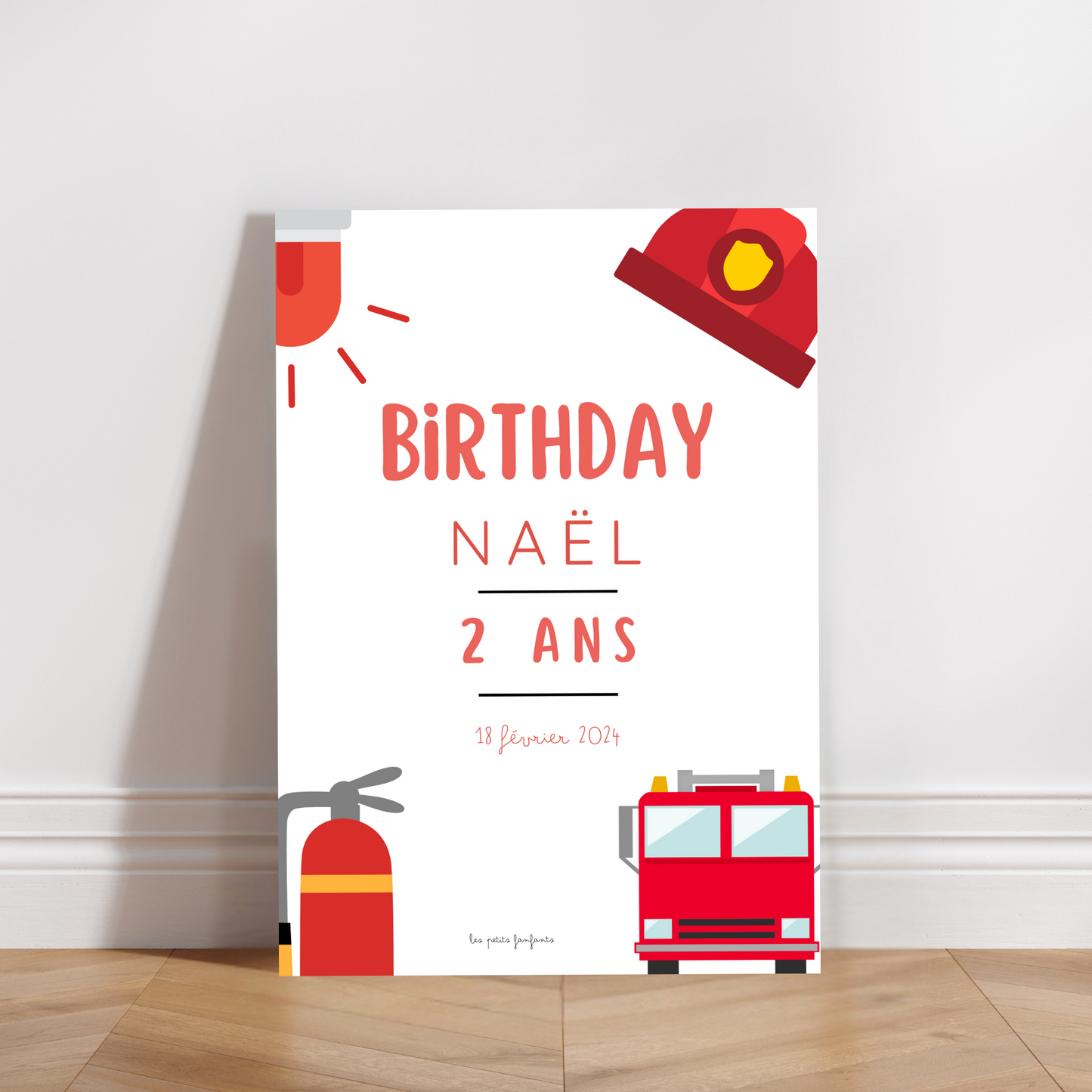 Thème Pompier - Affiche bienvenue anniversaire