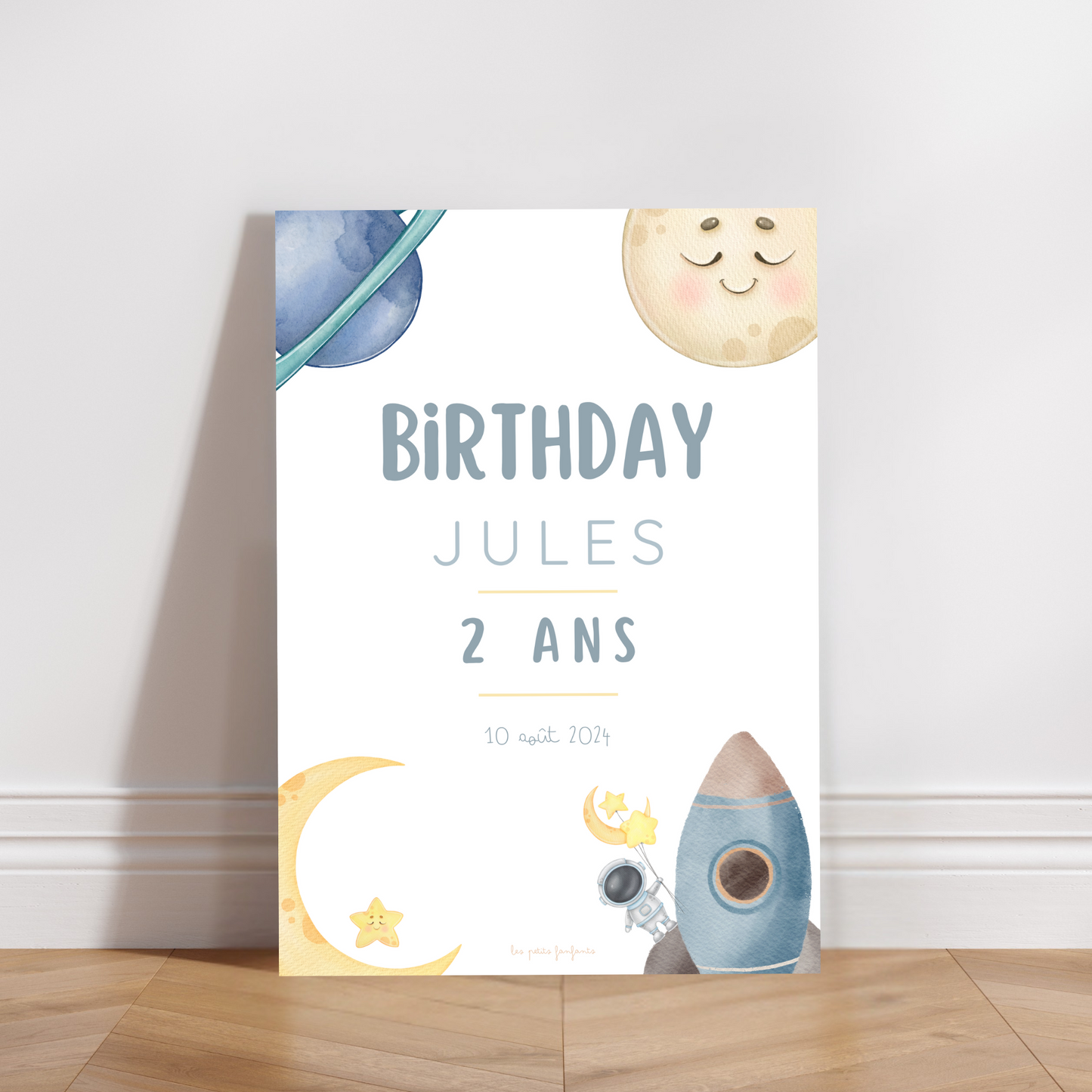 Thème To The Moon - Affiche bienvenue anniversaire