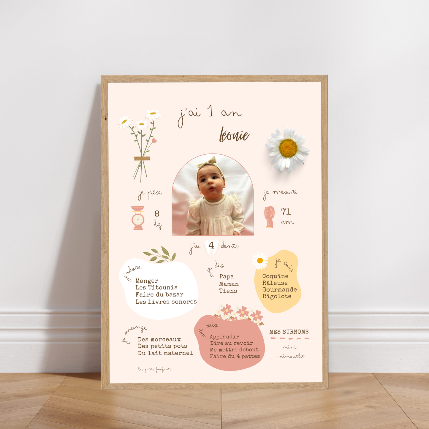 Thème Marguerite version rose - Affiche anniversaire