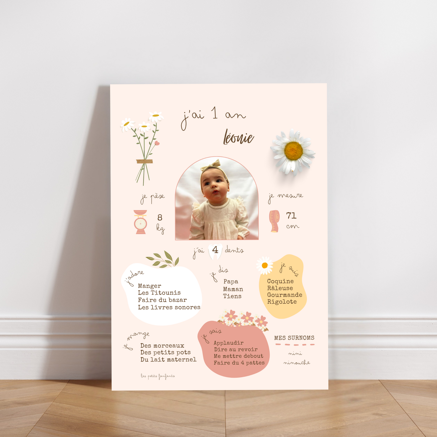Thème Marguerite version rose - Affiche anniversaire