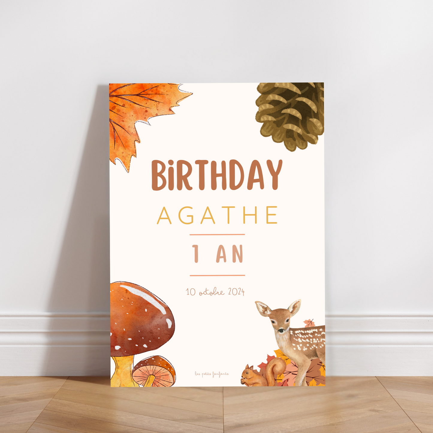 Thème Automne Forêt - Affiche bienvenue anniversaire