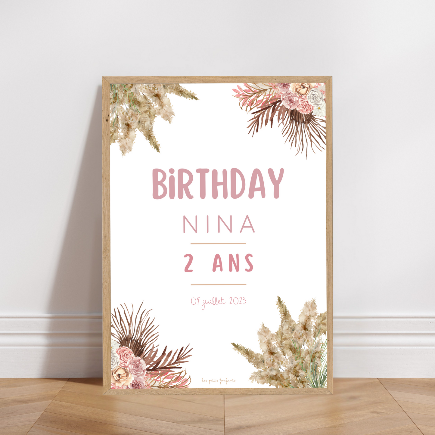 Thème Boho version rose - Affiche bienvenue anniversaire