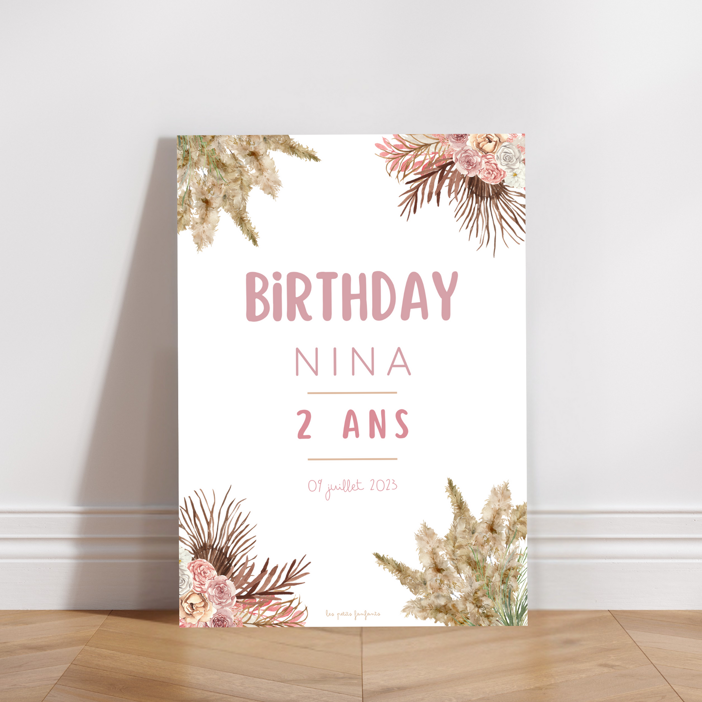 Thème Boho version rose - Affiche bienvenue anniversaire
