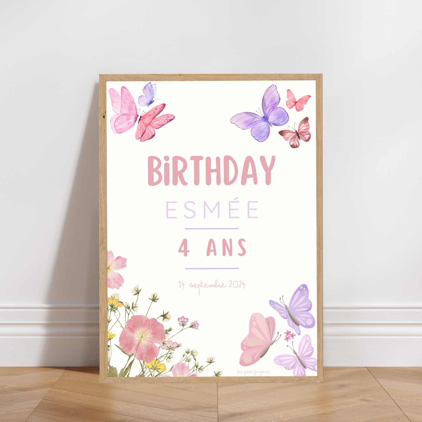 Thème Papillon - Affiche bienvenue anniversaire