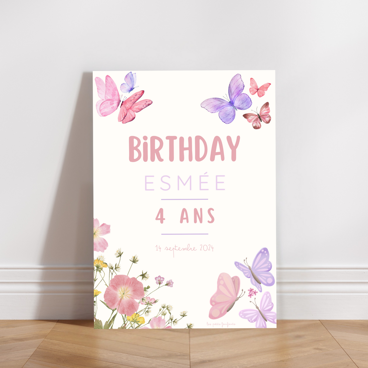 Thème Papillon - Affiche bienvenue anniversaire