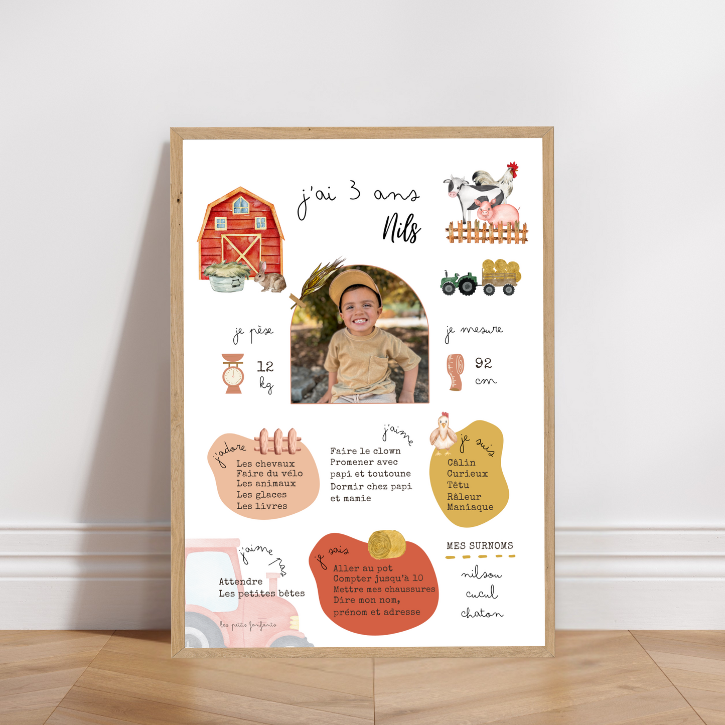 Thème Ferme version rouge - Affiche anniversaire