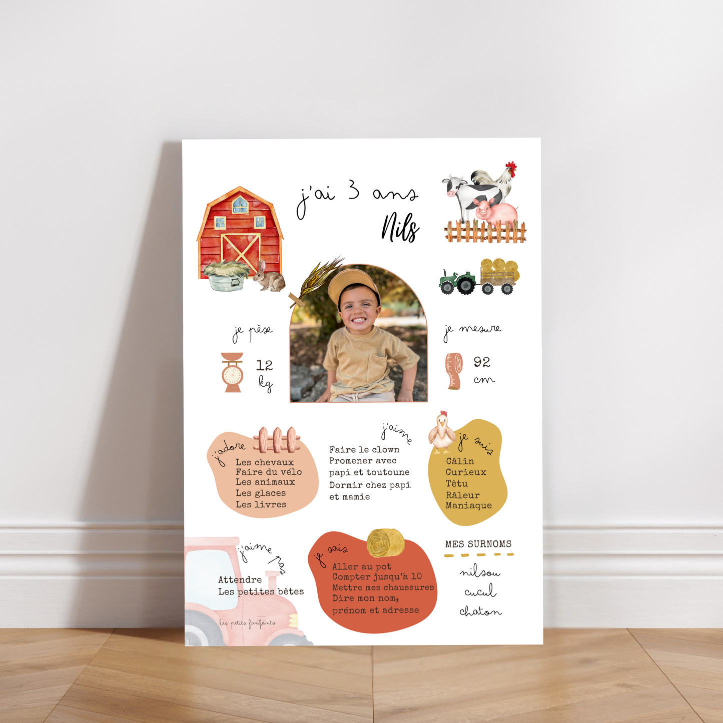 Thème Ferme version rouge - Affiche anniversaire