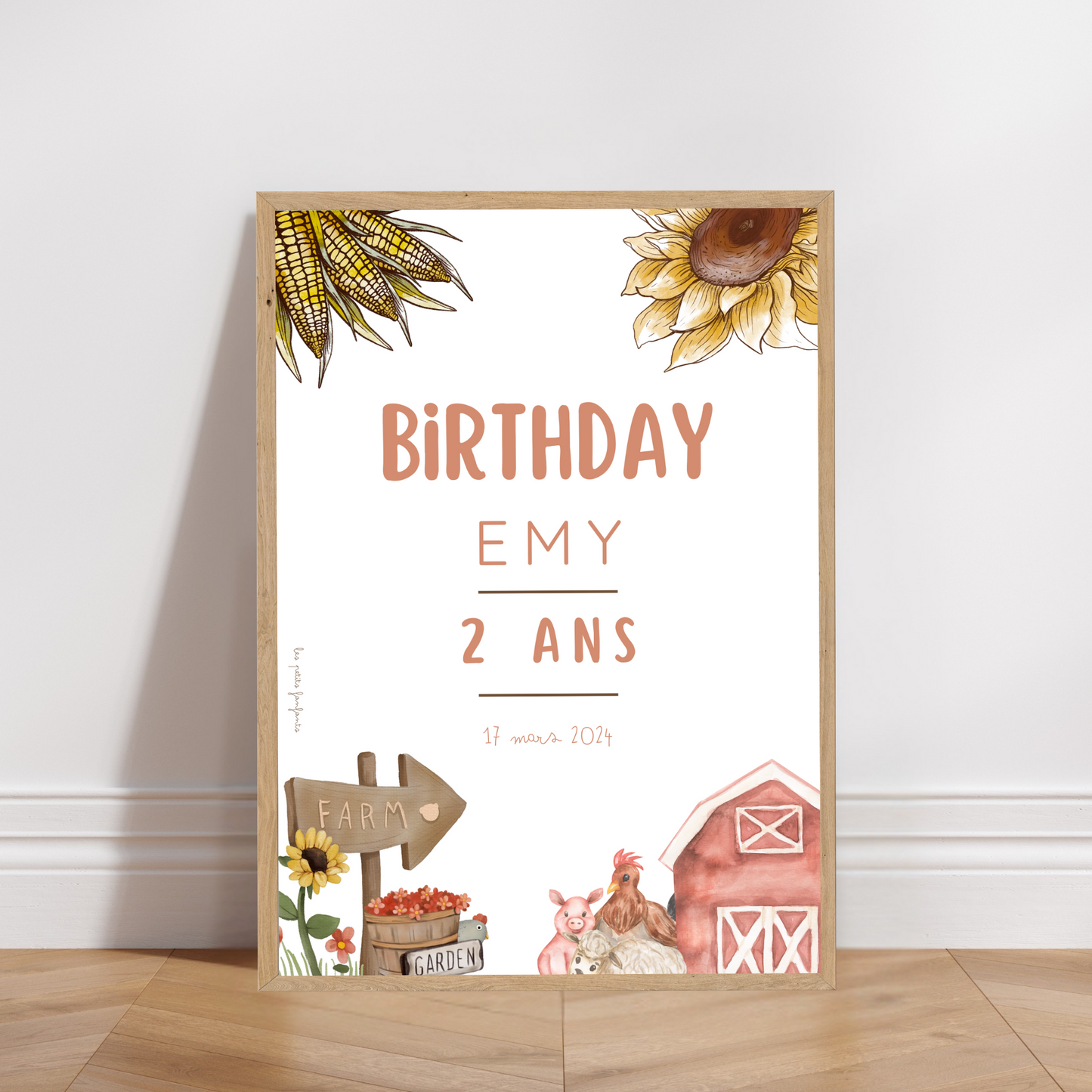 Thème Ferme version rose - Affiche bienvenue anniversaire
