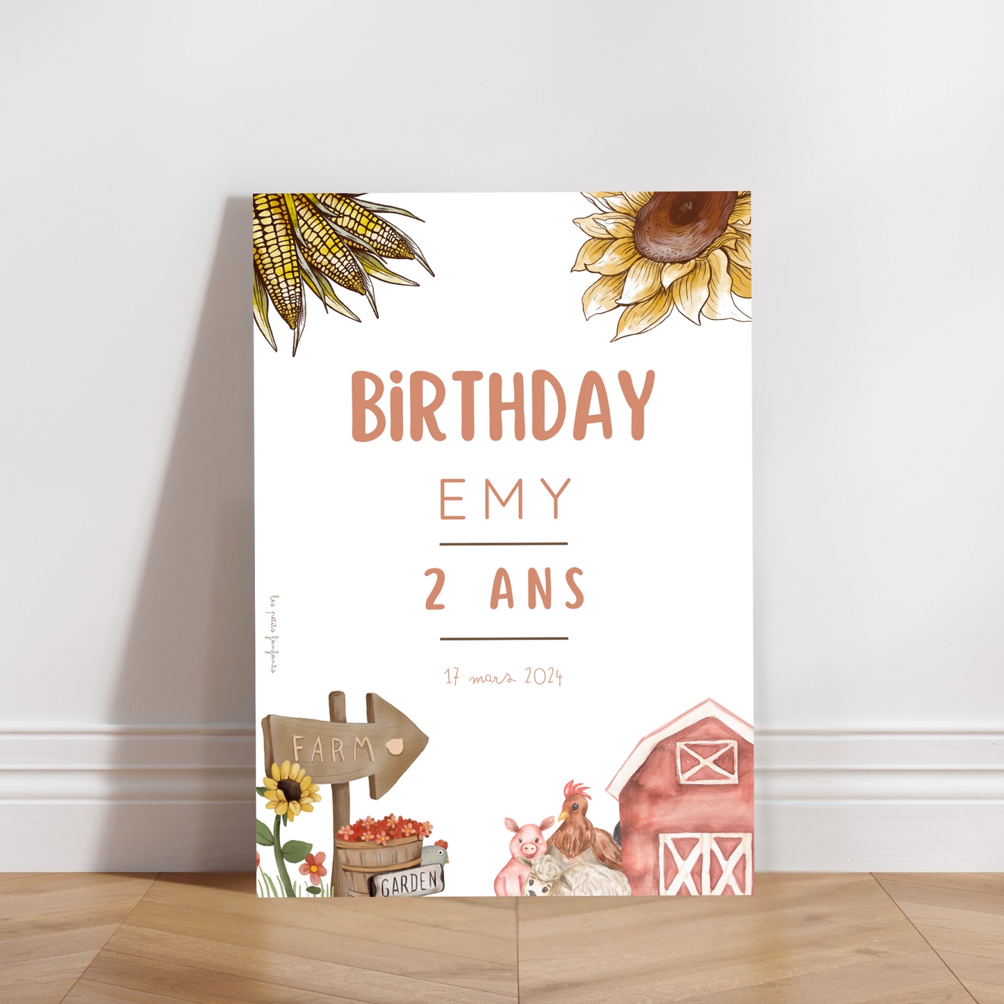Thème Ferme version rose - Affiche bienvenue anniversaire