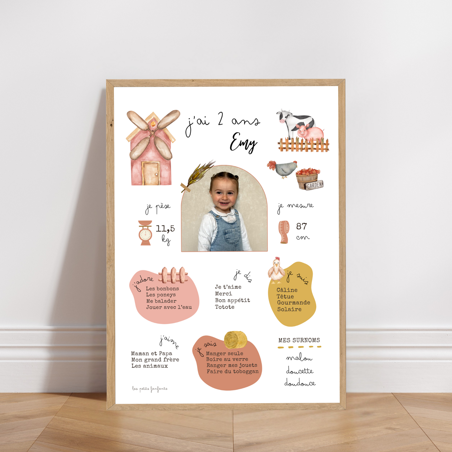 Thème Ferme version rose - Affiche anniversaire