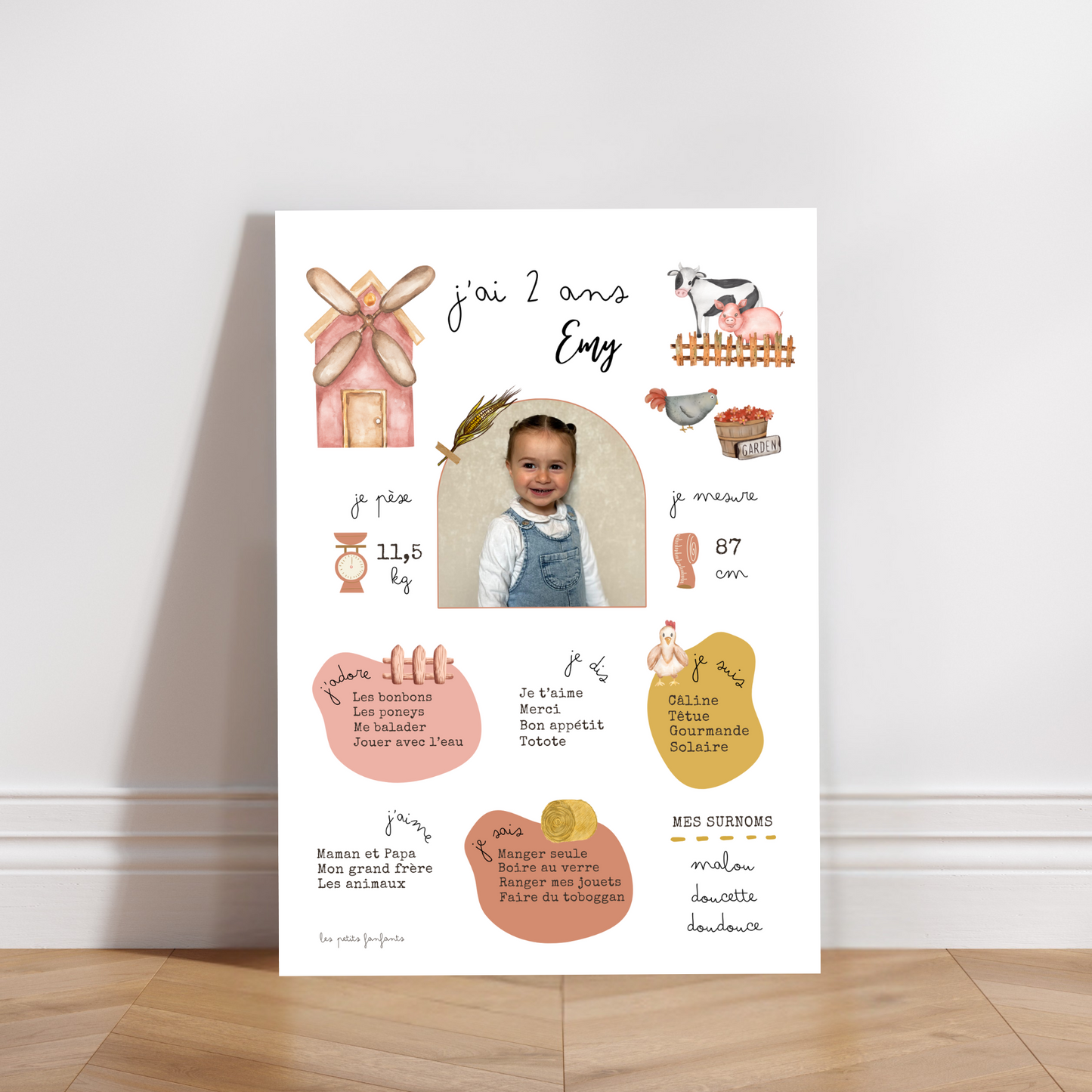 Thème Ferme version rose - Affiche anniversaire
