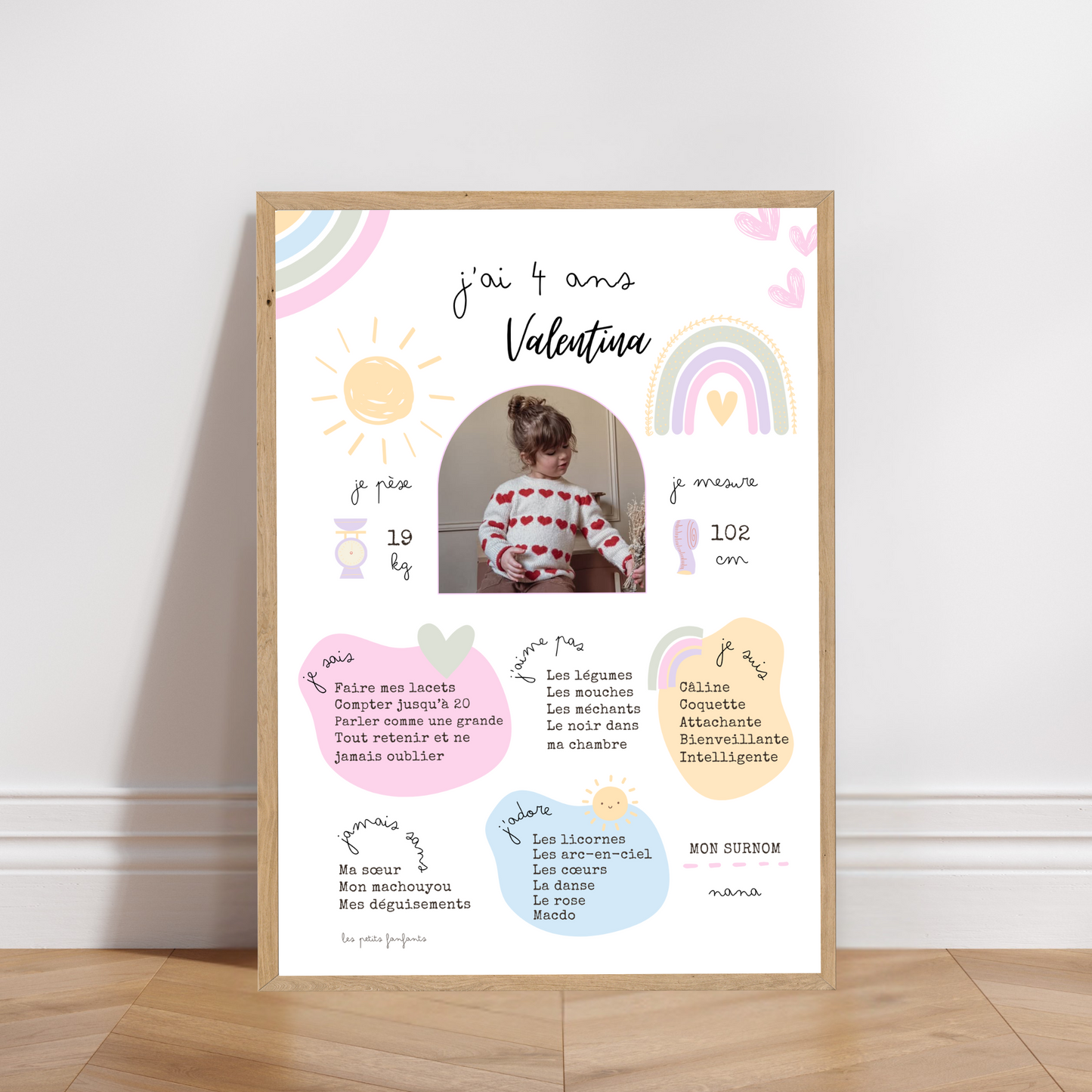 Thème Arc-en-ciel version pastel - Affiche anniversaire