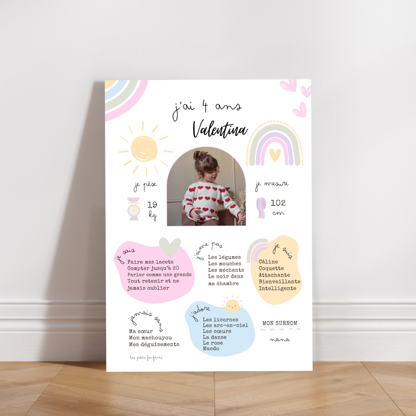Thème Arc-en-ciel version pastel - Affiche anniversaire