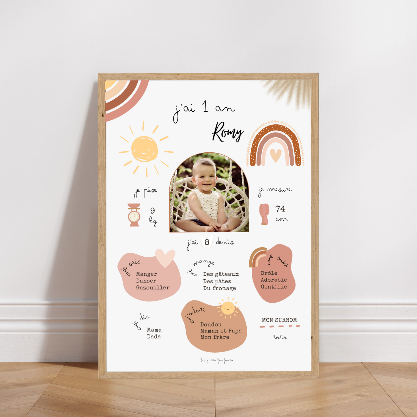 Thème Arc-en-ciel version boho - Affiche anniversaire
