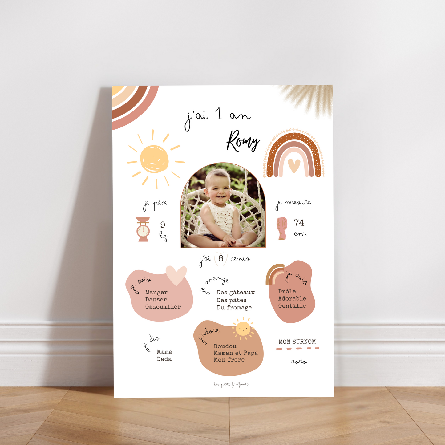 Thème Arc-en-ciel version boho - Affiche anniversaire