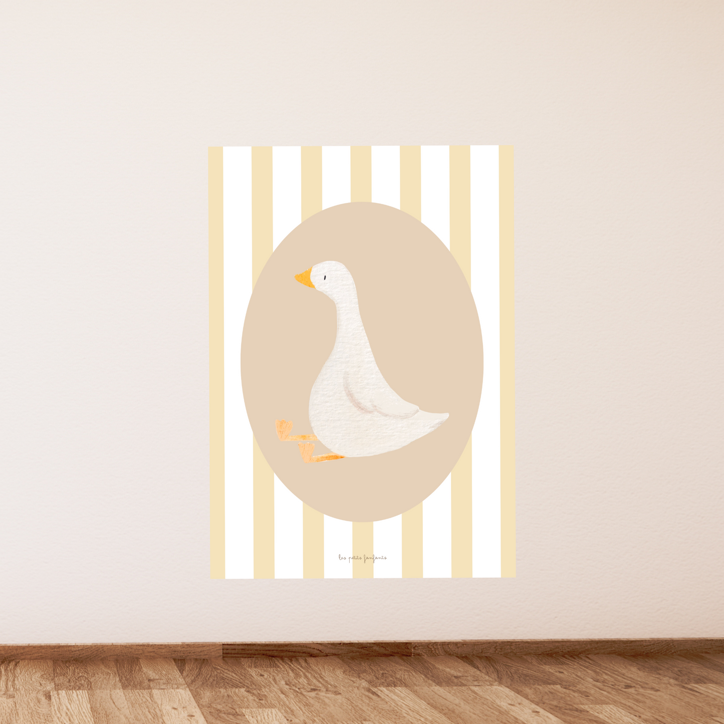 Affiche décorative - Oie fond rayures