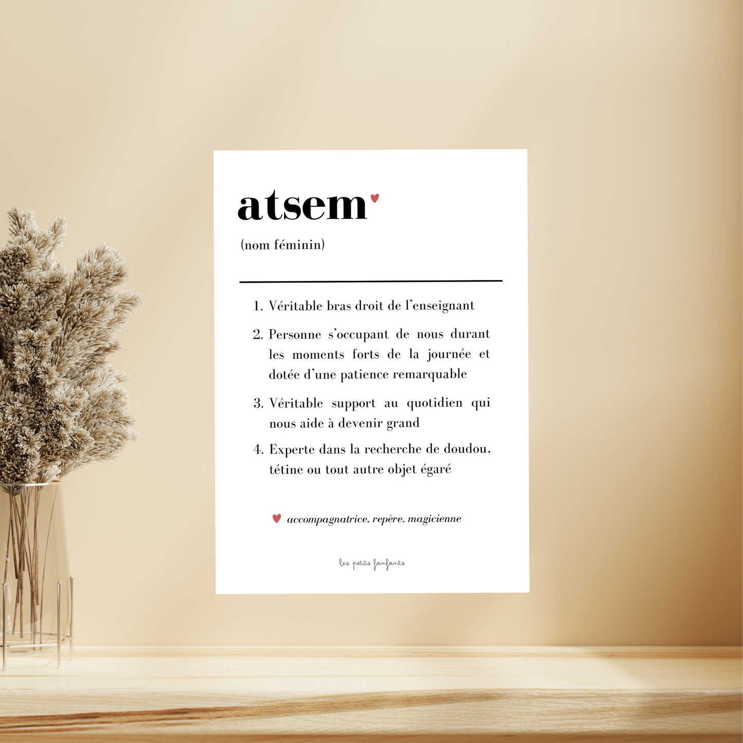 Affiche décorative - Définition Atsem 01 - cadeau fin d'année scolaire