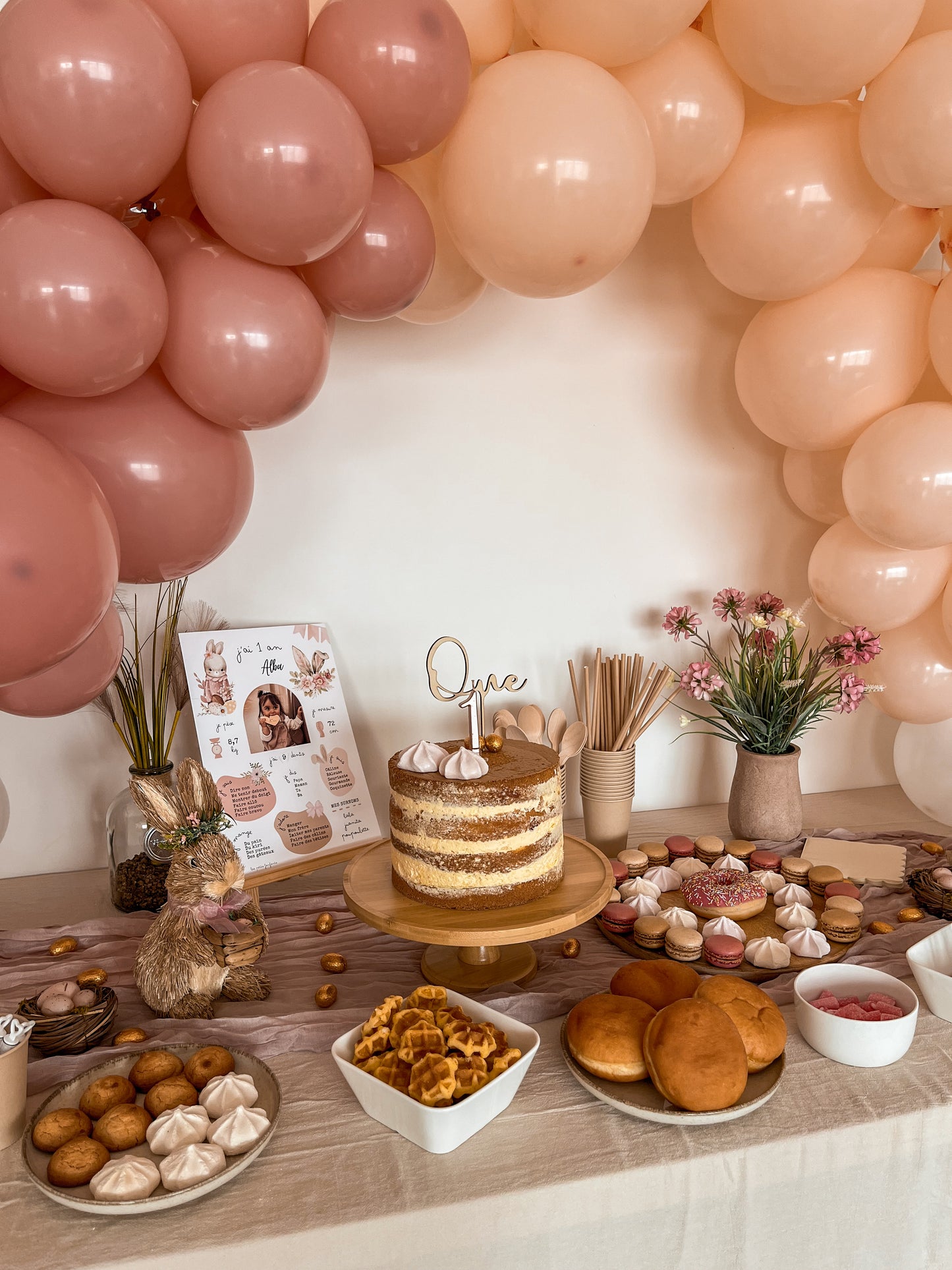 Thème Lapin Floral - Affiche anniversaire