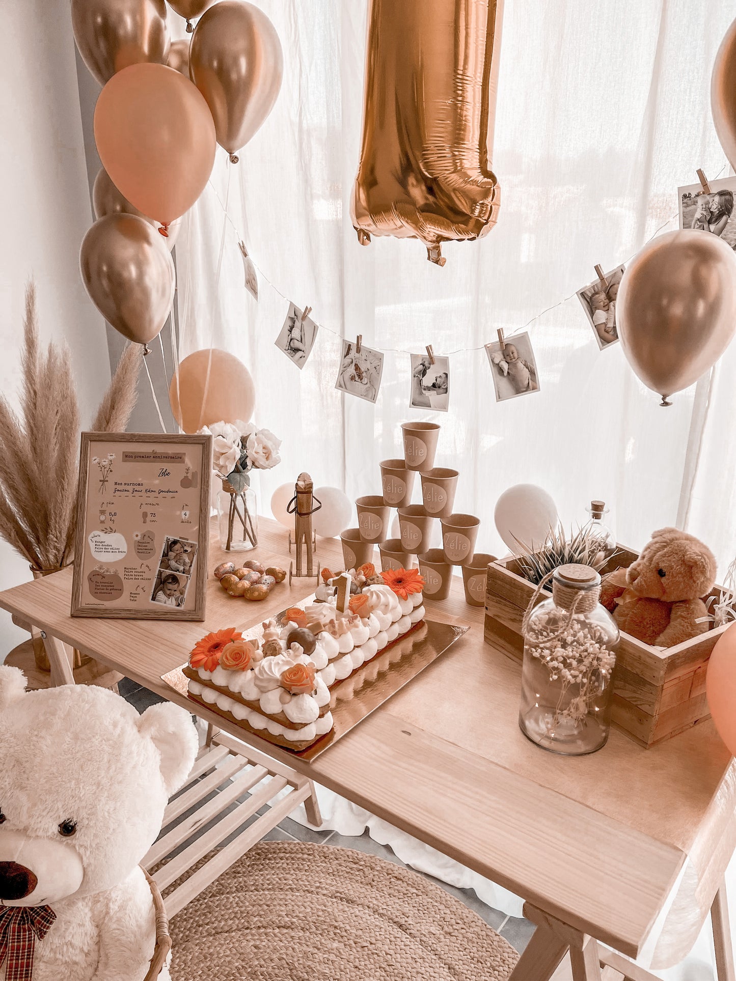 Thème Boho version rose - Affiche anniversaire