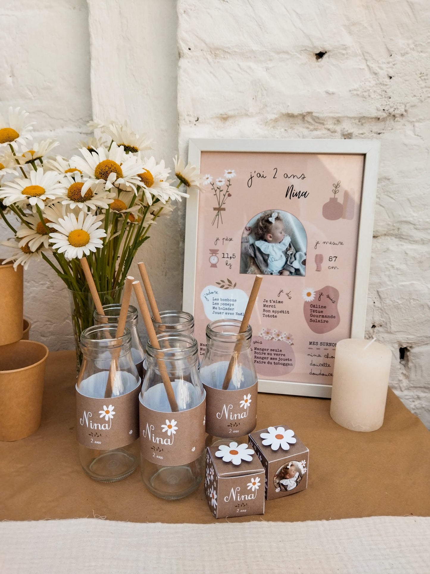 Thème Boho version rose - Affiche anniversaire