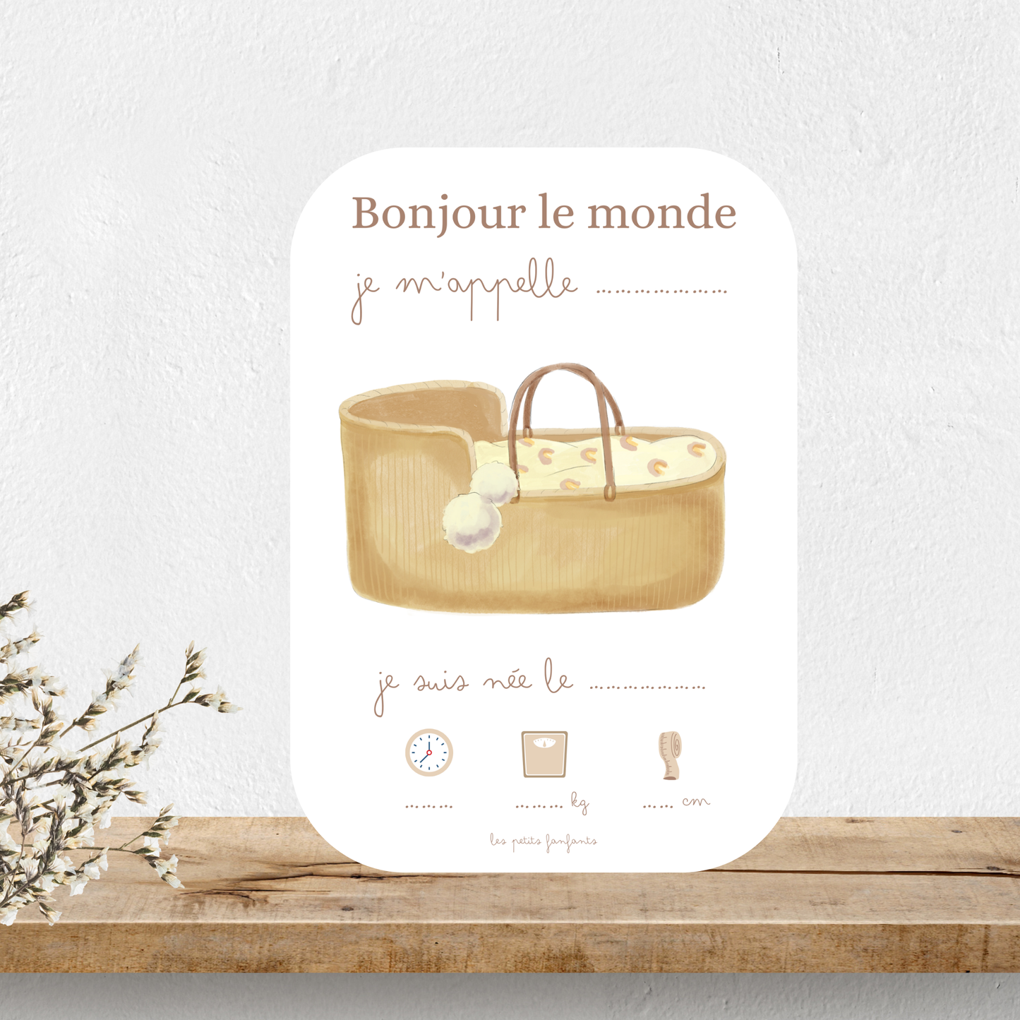 Carte bienvenue bébé - Modèle couffin