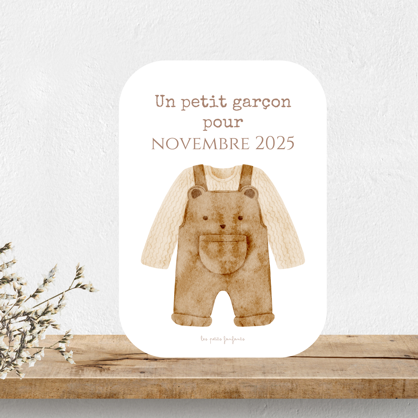 Carte un petit garçon pour - Modèle salopette ourson